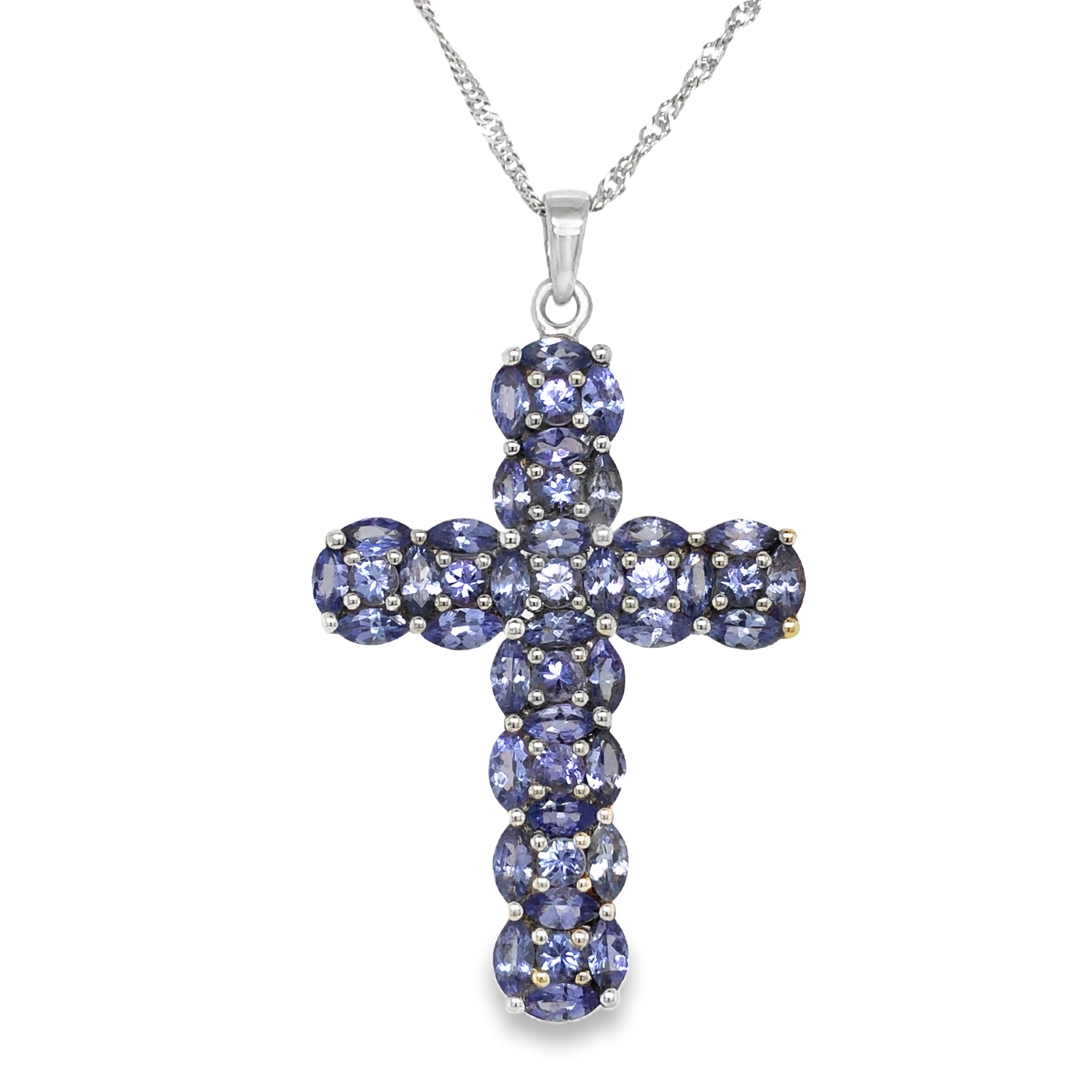 Purple Gemstone Cross Necklace