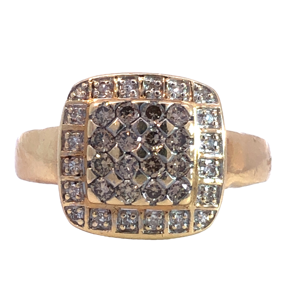 Champagne and White Diamond Pave Ring