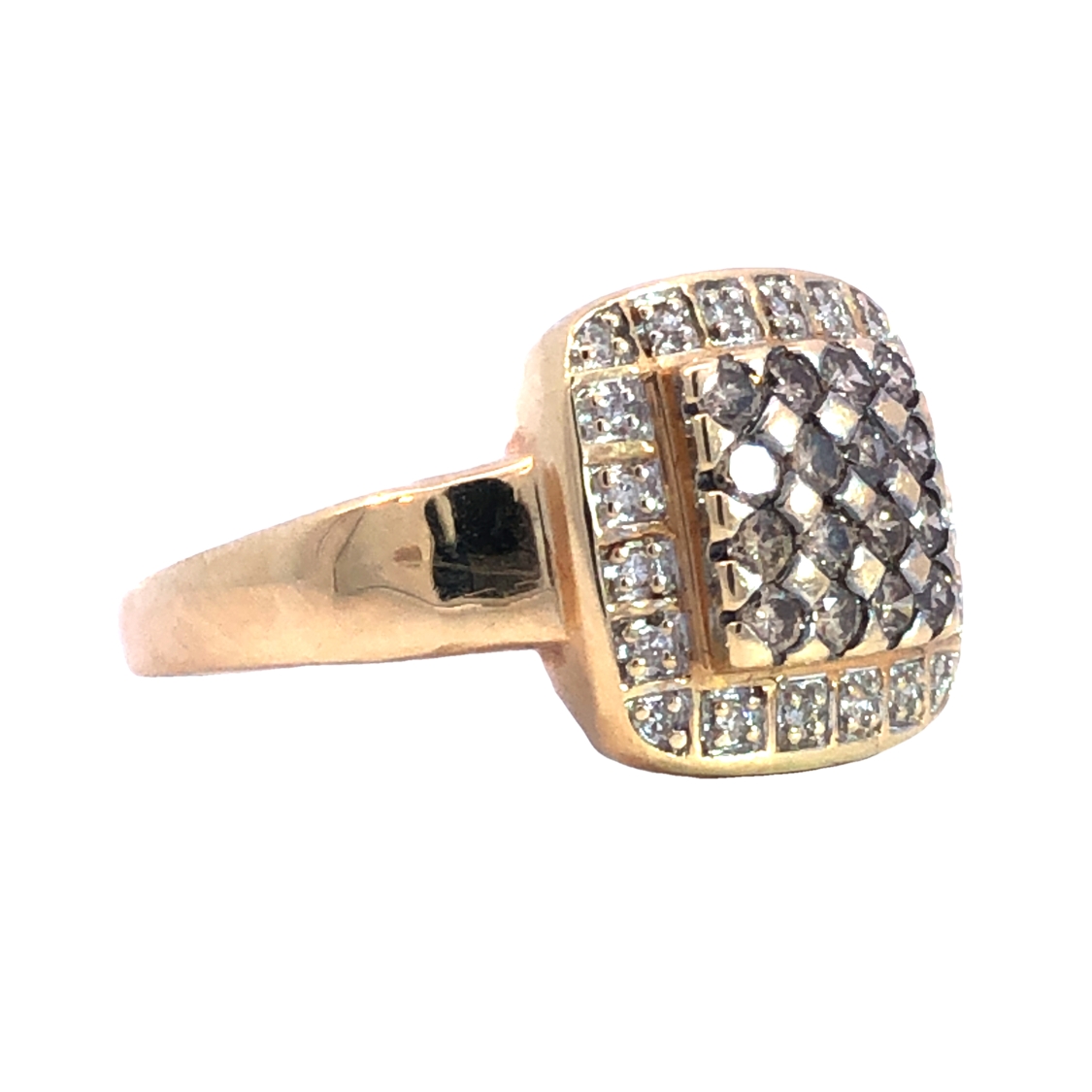 Champagne and White Diamond Pave Ring