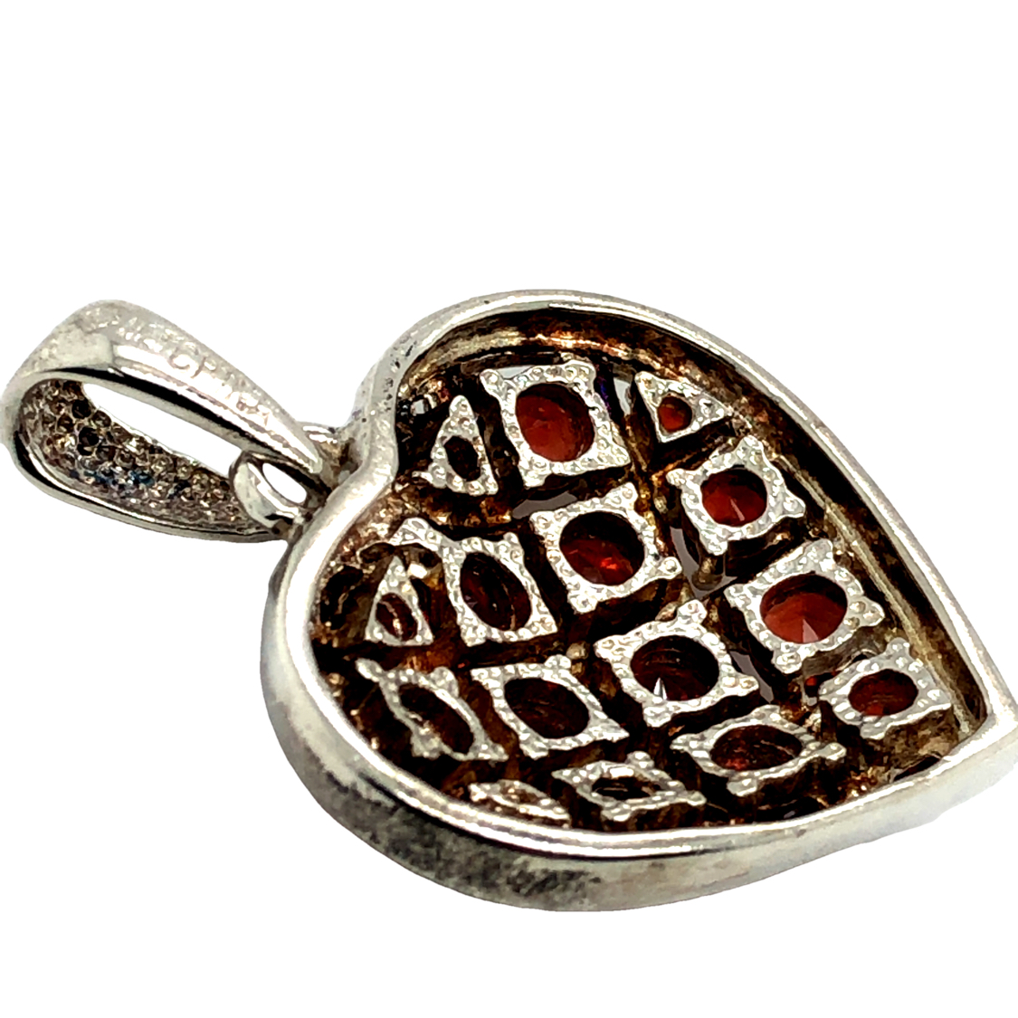 Sterling Silver Heart Shaped Garnet Pendant