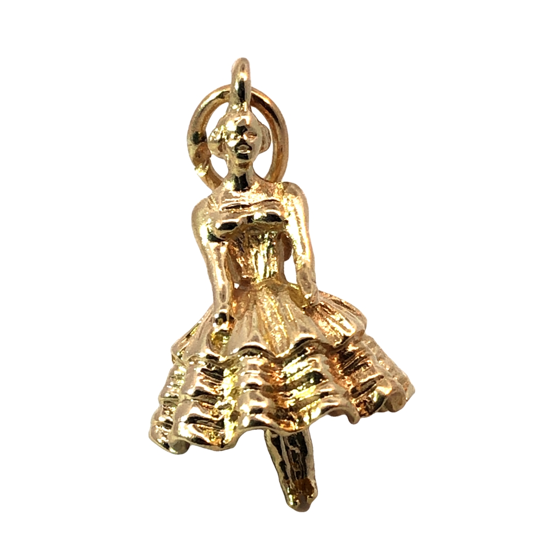 Vintage 14k Lady In Ball Gown Charm