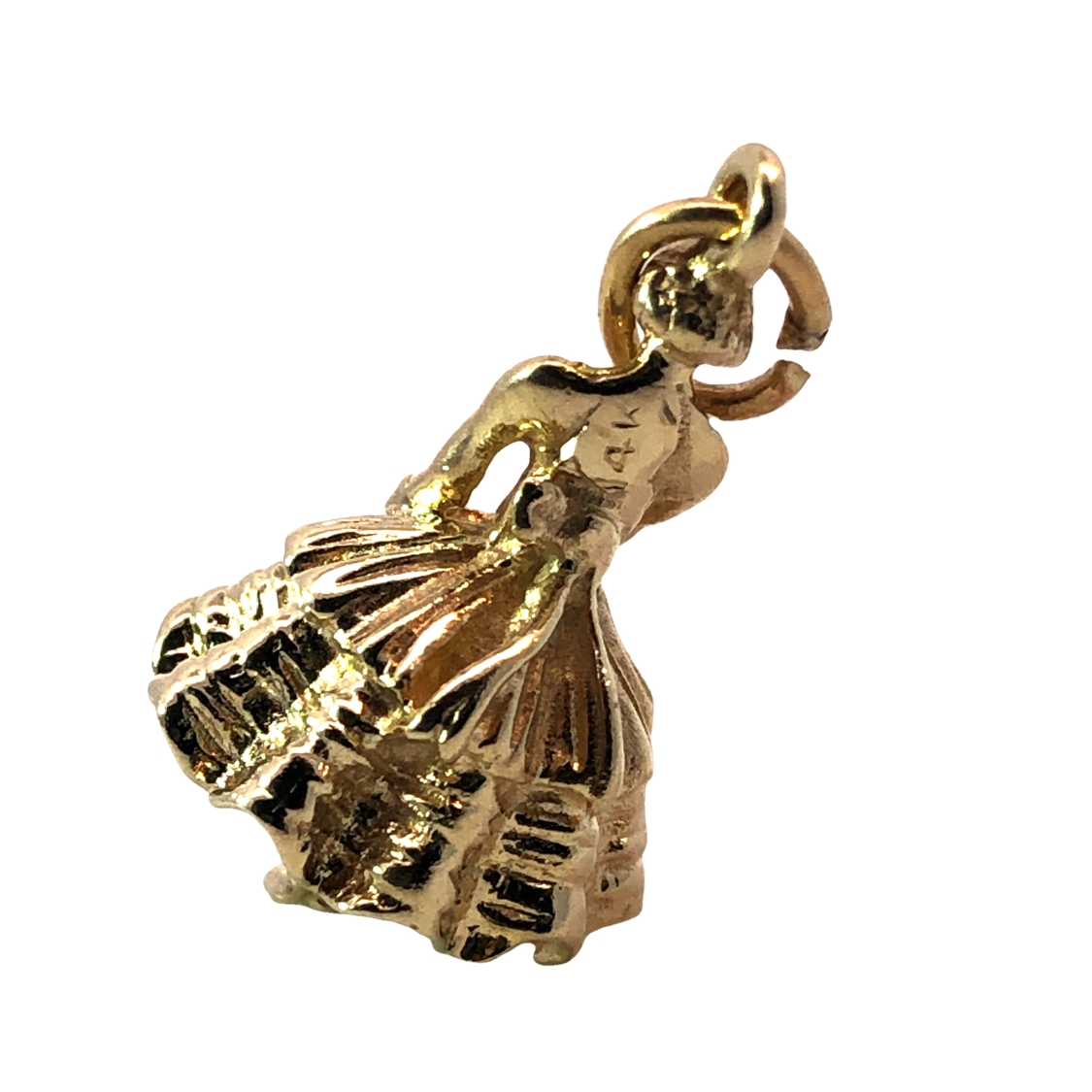 Vintage 14k Lady In Ball Gown Charm