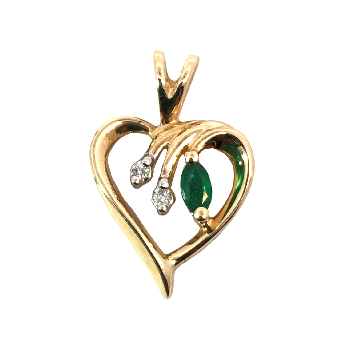 Emerald & Diamond Heart Pendant