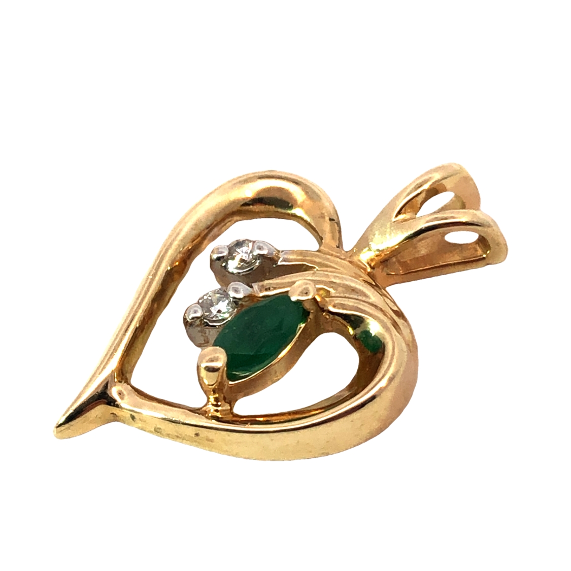 Emerald & Diamond Heart Pendant