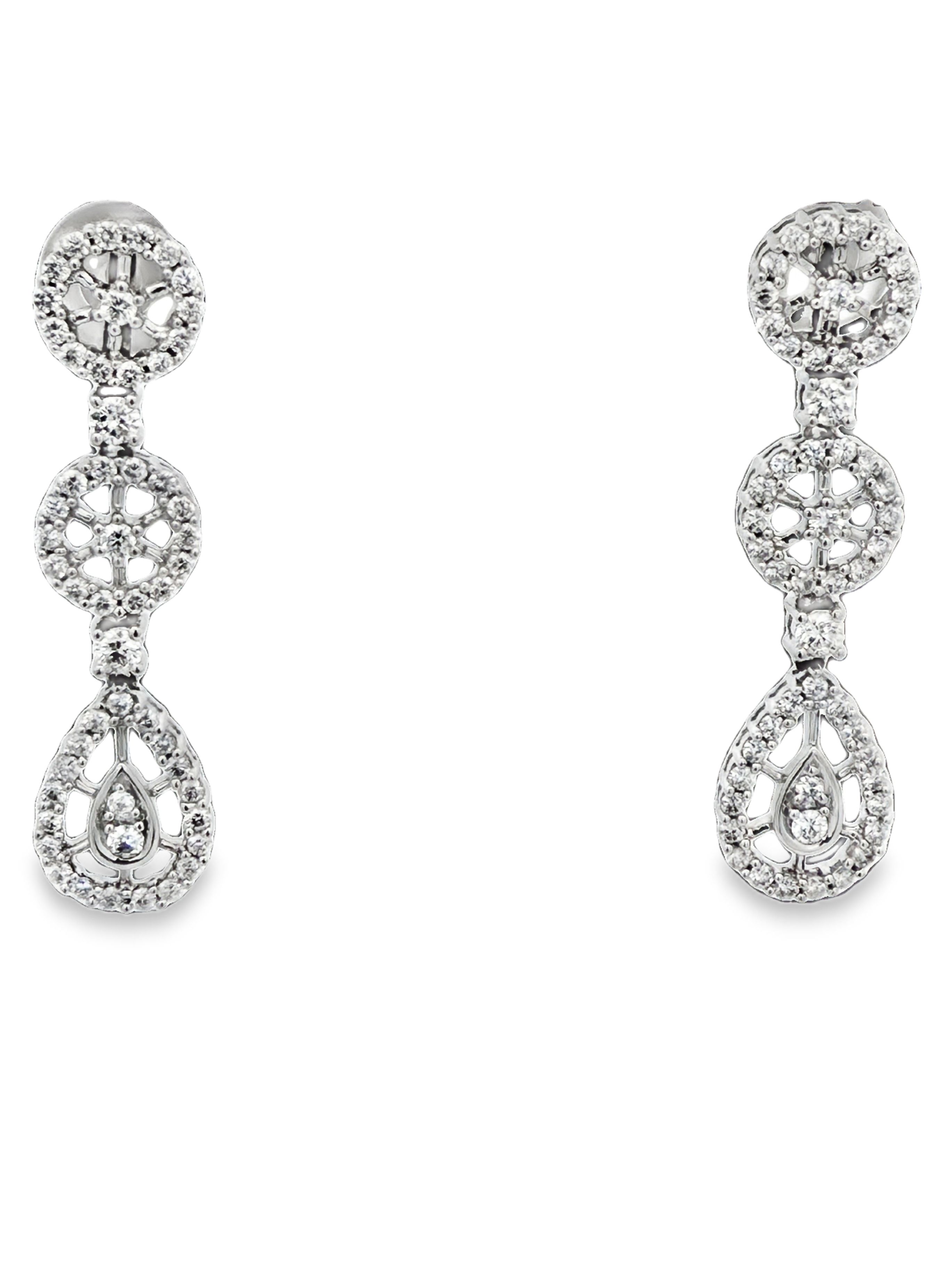18K Natural Diamond Dangle Earrings