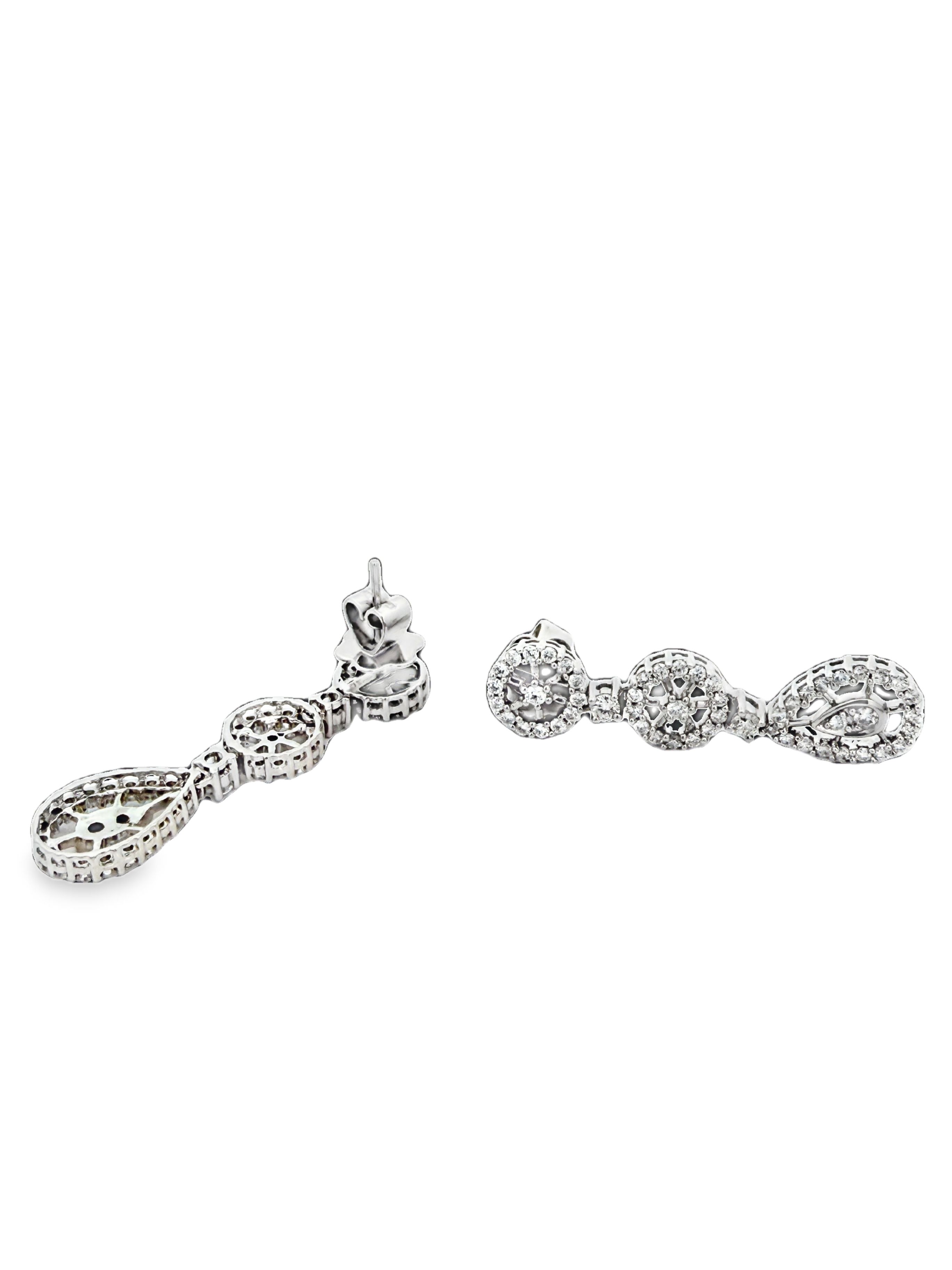18K Natural Diamond Dangle Earrings