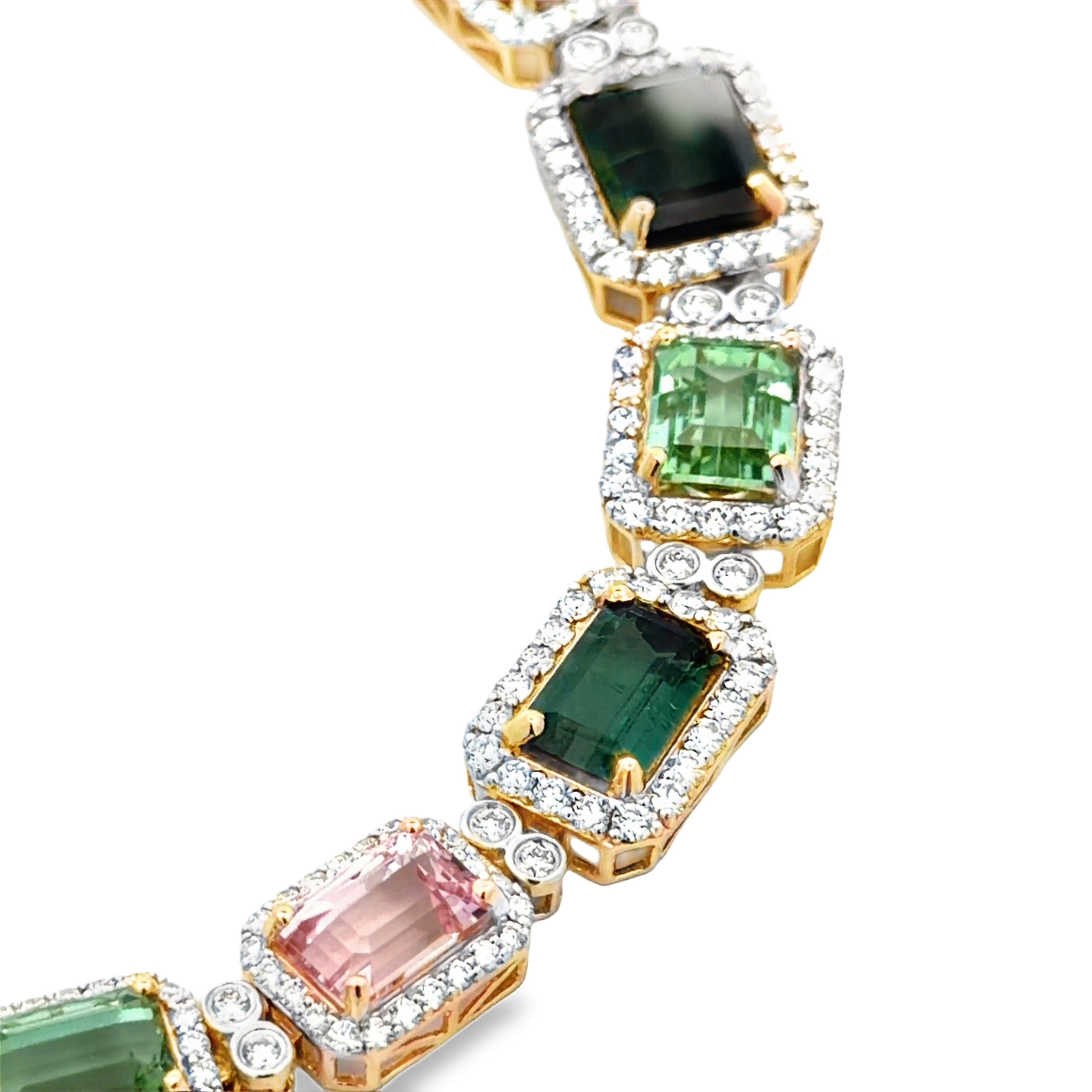 Natural Multicolor Tourmaline & Diamond Bracelet by Oscar Friedman