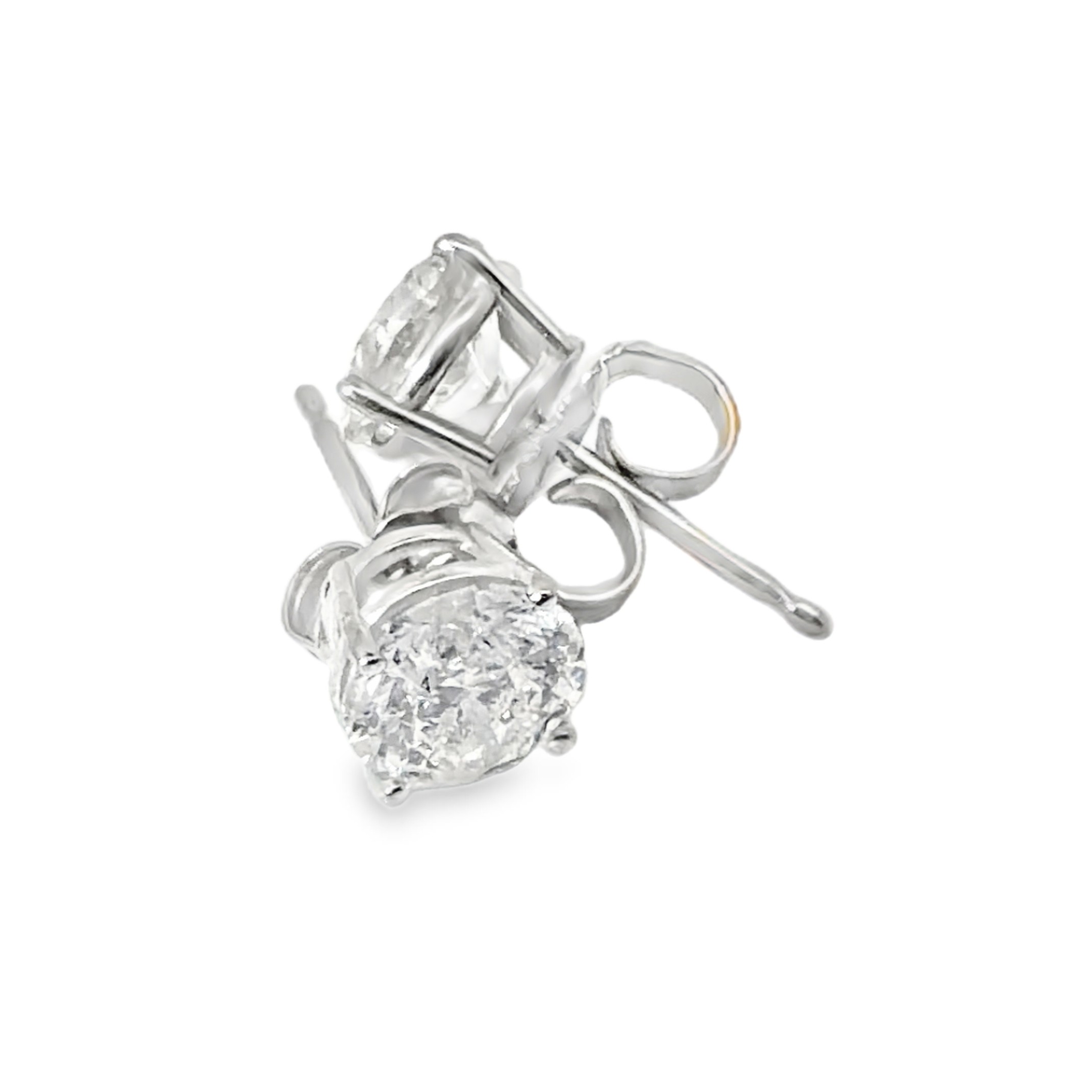Classic 1.97CTW Natural Diamond Stud Earrings in White Gold
