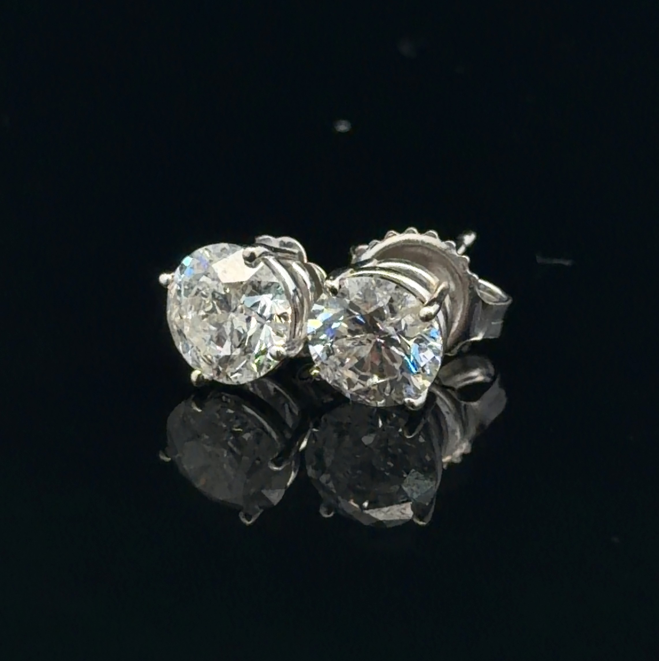 Classic 1.97CTW Natural Diamond Stud Earrings in White Gold
