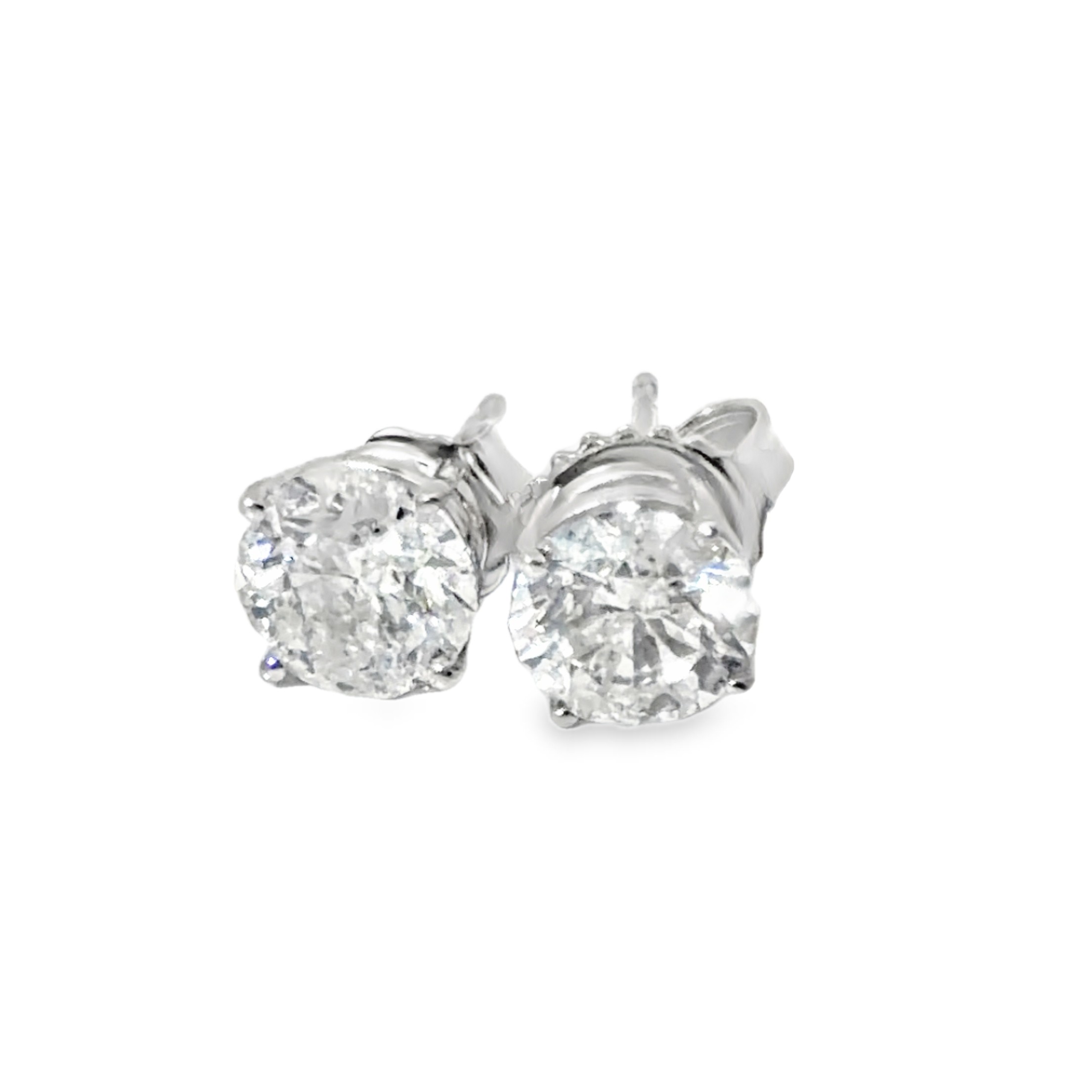 Classic 1.97CTW Natural Diamond Stud Earrings in White Gold