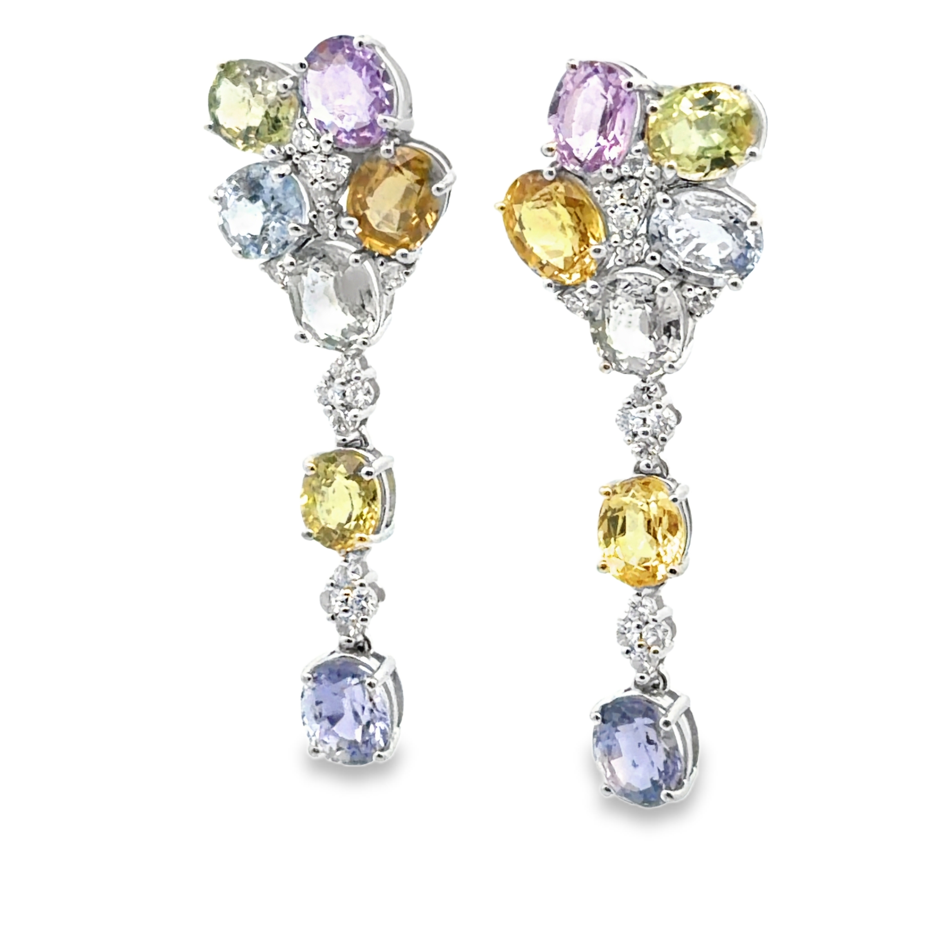 GIA Certified No Heat Multi Color Sapphire & Diamond Earrings