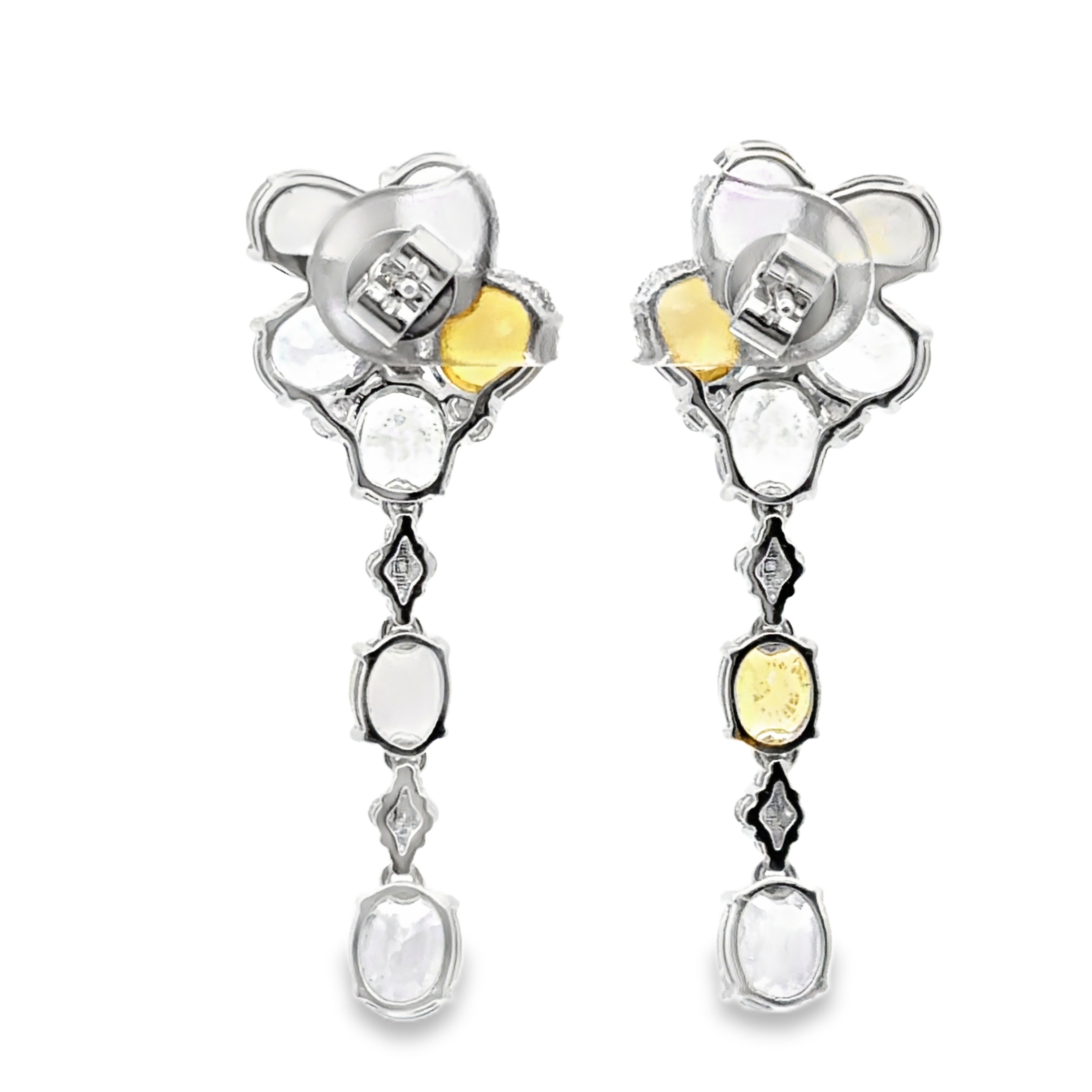 GIA Certified No Heat Multi Color Sapphire & Diamond Earrings