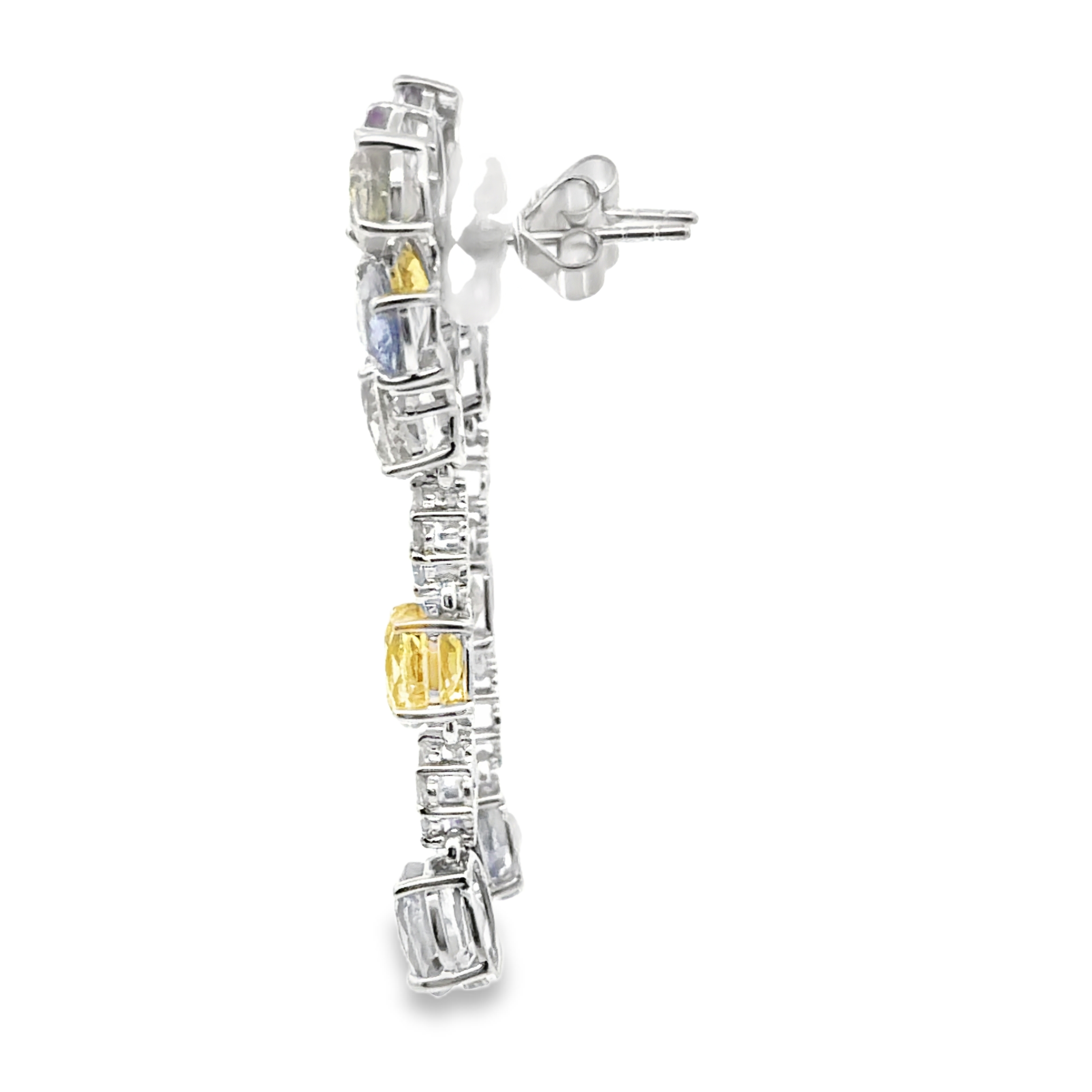 GIA Certified No Heat Multi Color Sapphire & Diamond Earrings