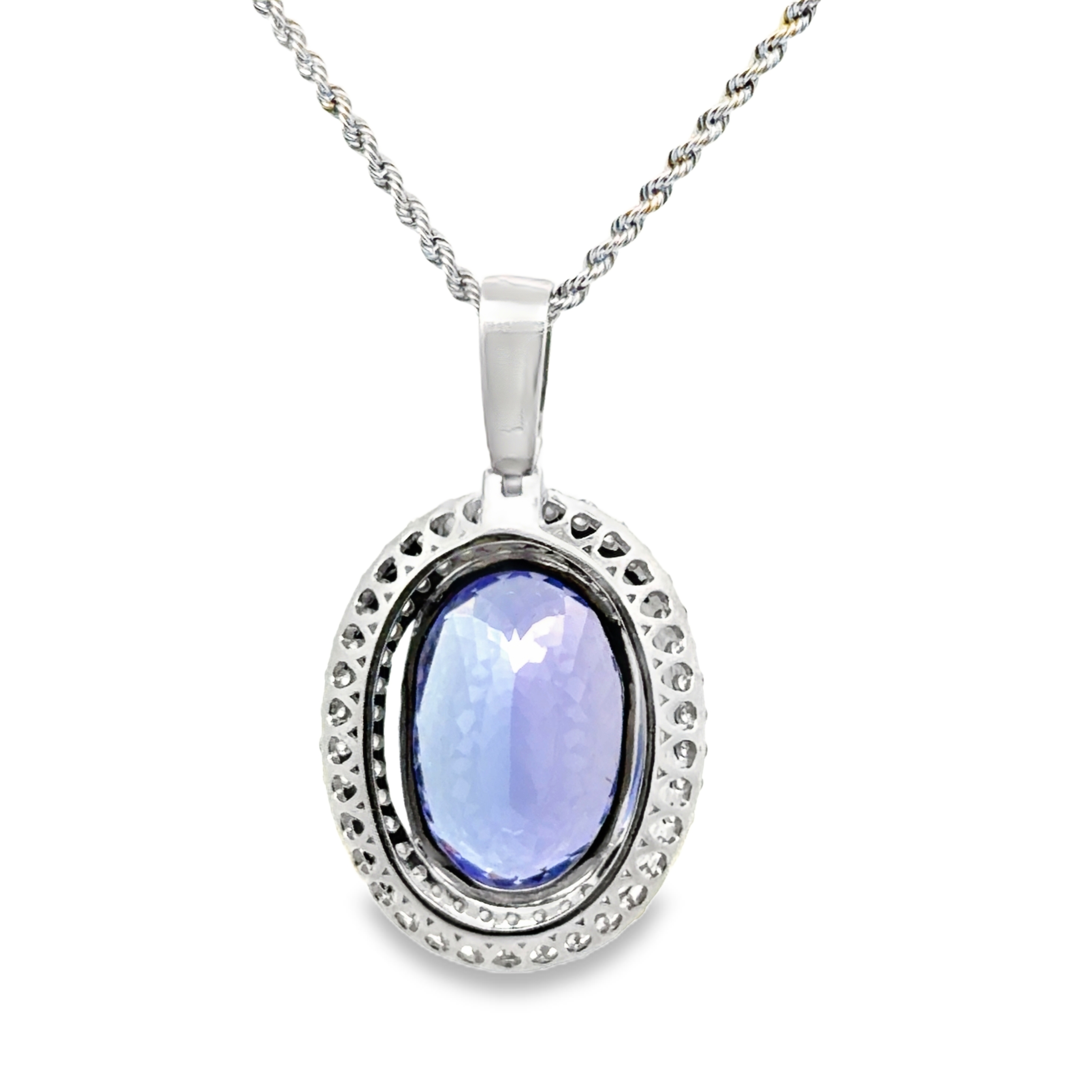GIA Certified Oval Tanzanite (AAA+) & Natural Diamond Pendant on Chain