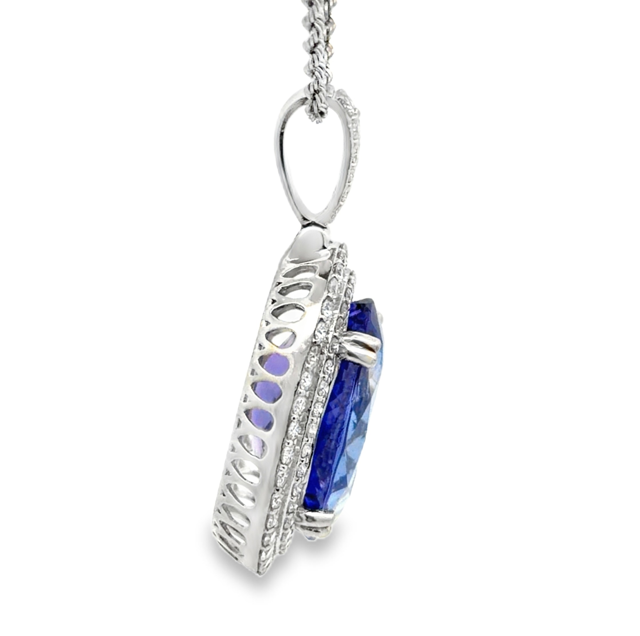 GIA Certified Oval Tanzanite (AAA+) & Natural Diamond Pendant on Chain