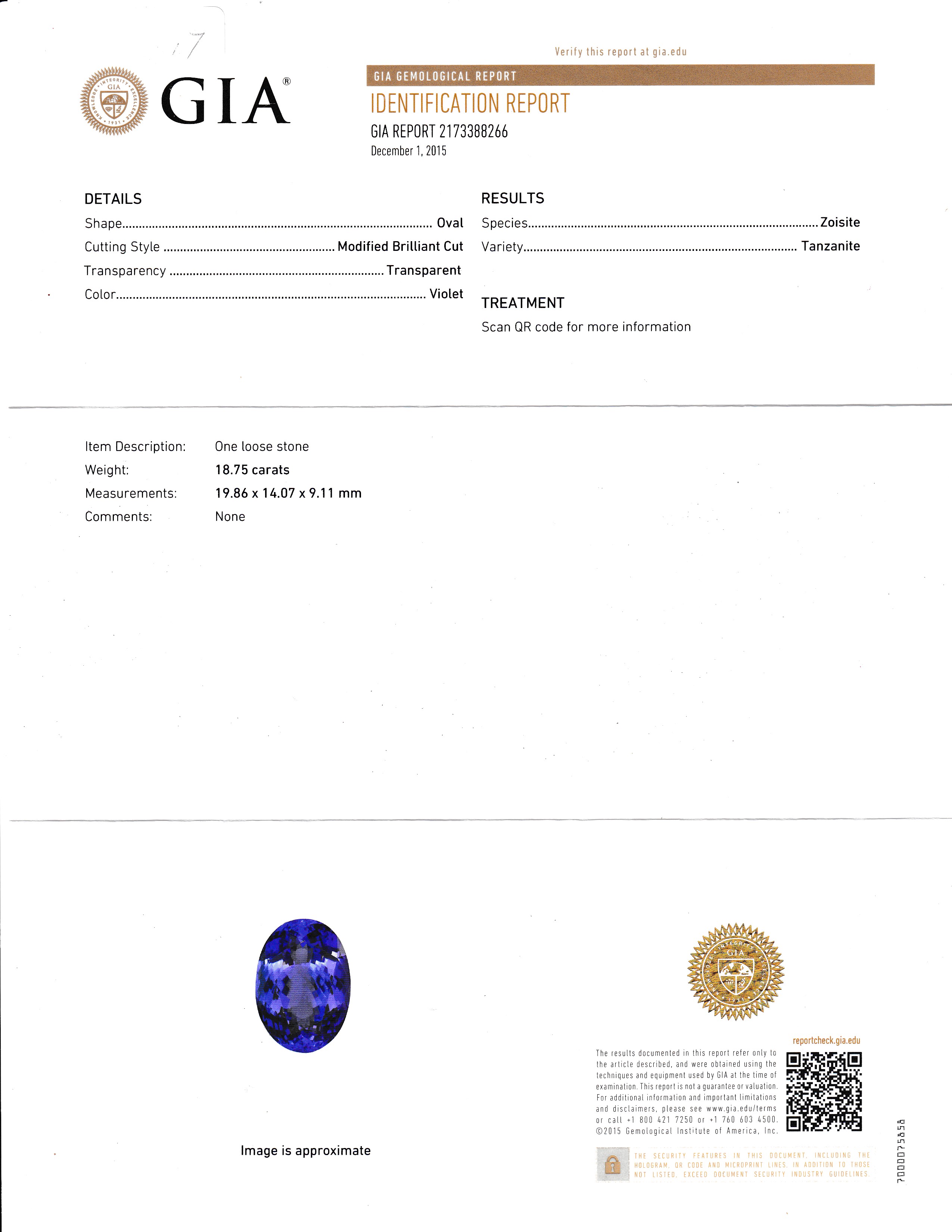 GIA Certified Oval Tanzanite (AAA+) & Natural Diamond Pendant on Chain