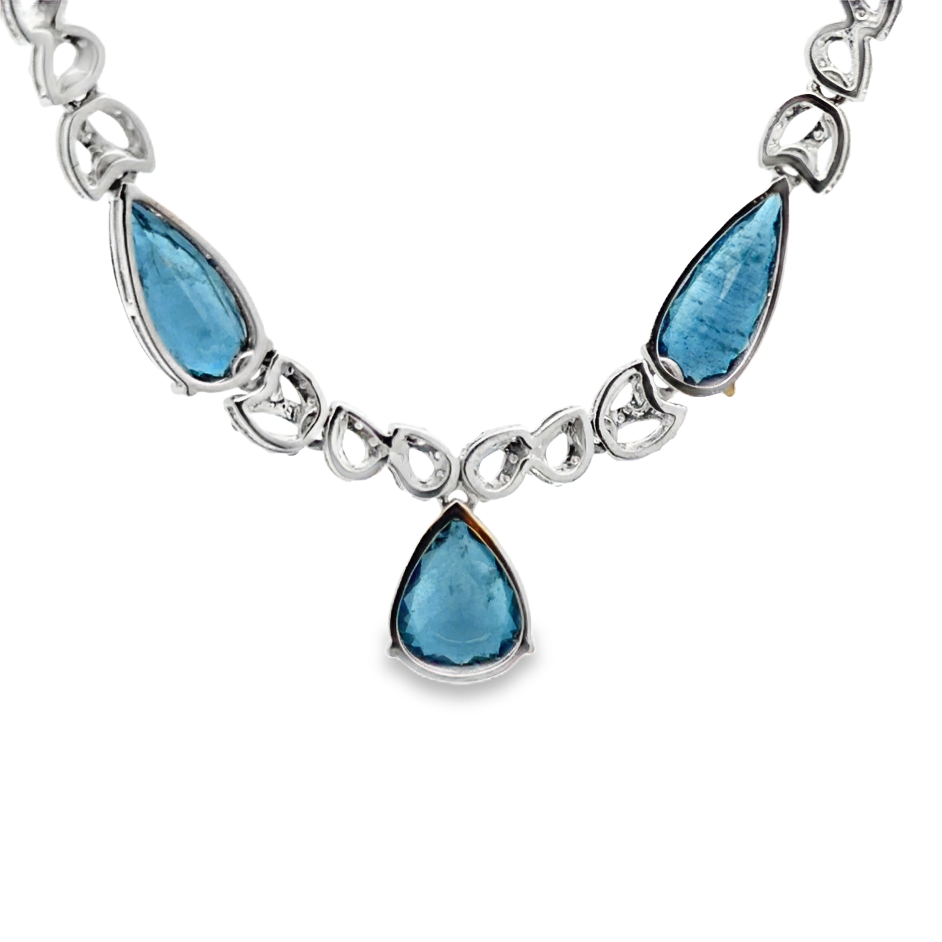 GIA Certified Aquamarine & Natural Diamond Necklace by Oscar Friedman