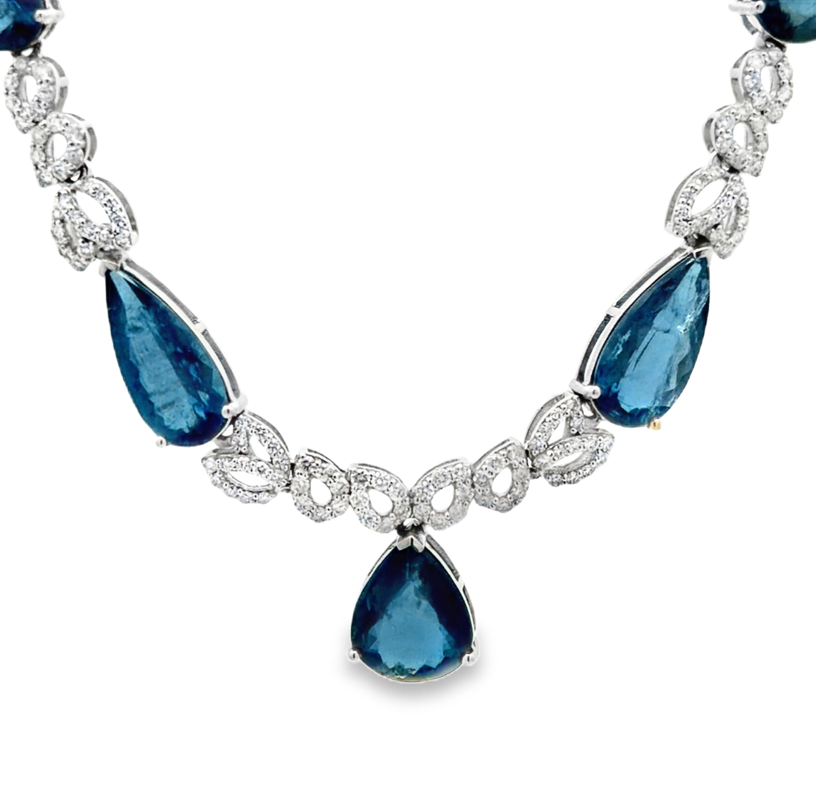 GIA Certified Aquamarine & Natural Diamond Necklace by Oscar Friedman