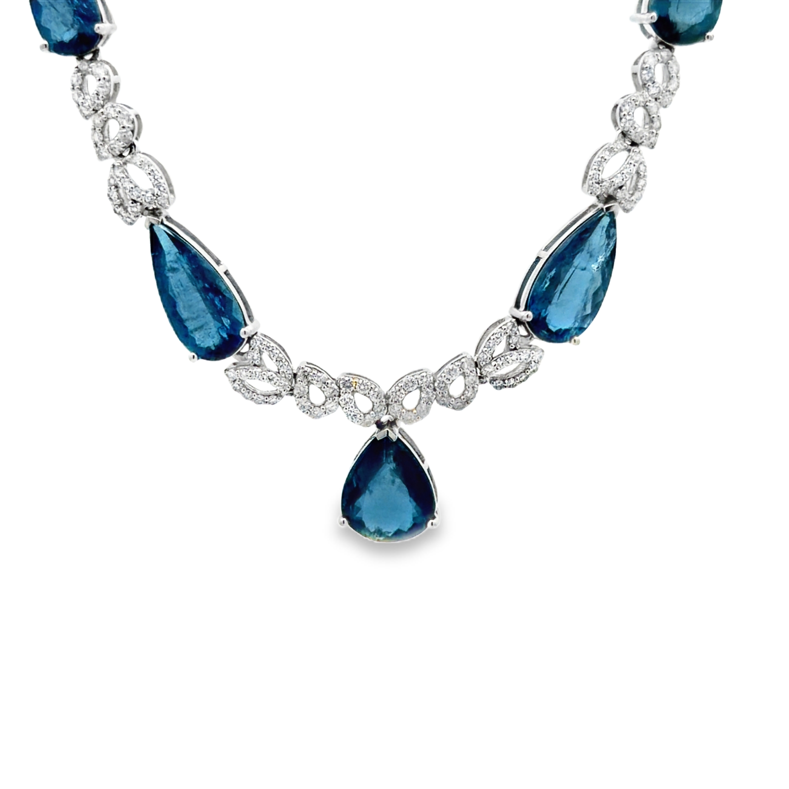 GIA Certified Aquamarine & Natural Diamond Necklace by Oscar Friedman