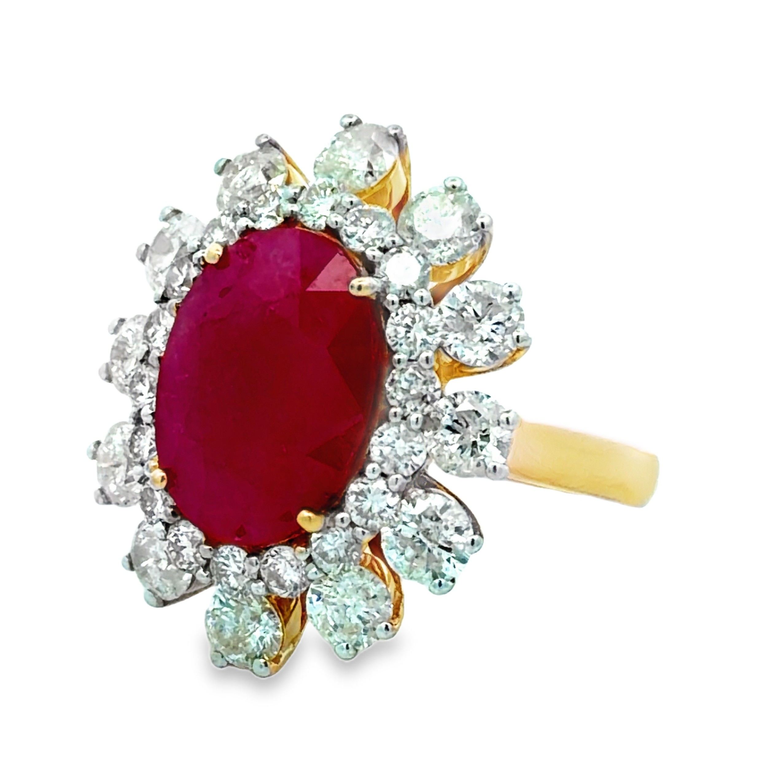 GIA Certified Burma Ruby & Natural Diamond Cocktail Ring by Oscar Friedman