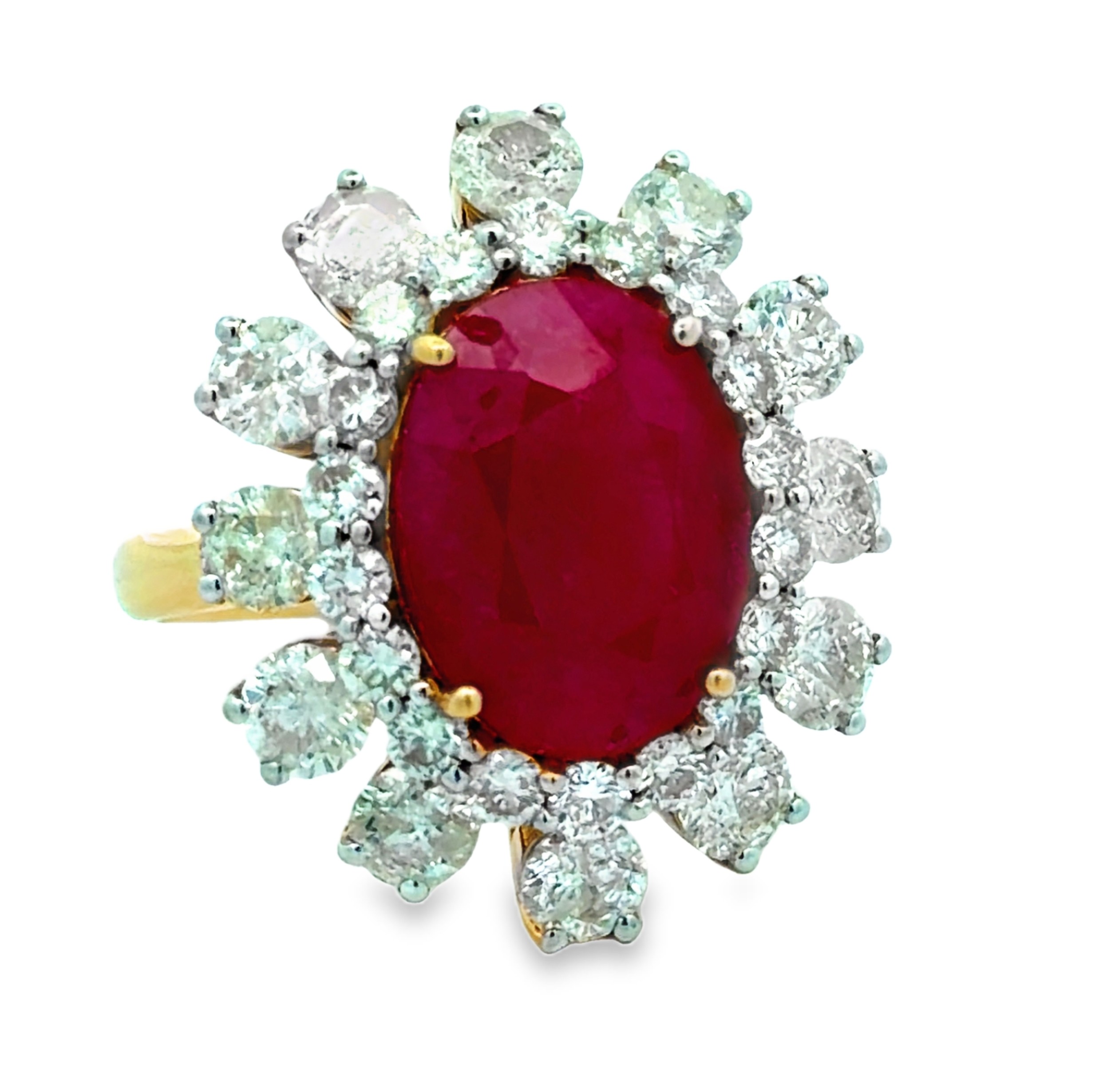 GIA Certified Burma Ruby & Natural Diamond Cocktail Ring by Oscar Friedman