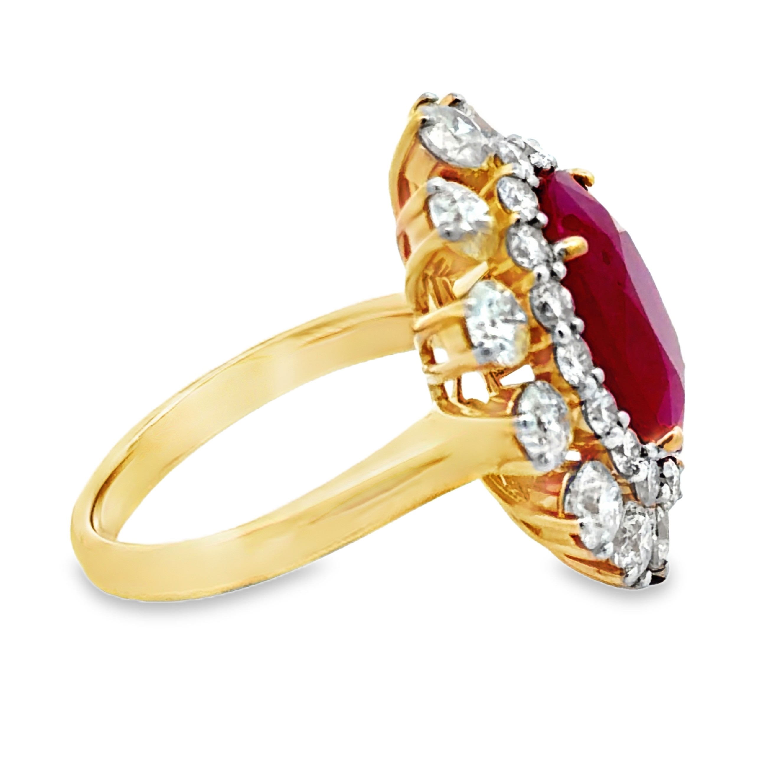 GIA Certified Burma Ruby & Natural Diamond Cocktail Ring by Oscar Friedman