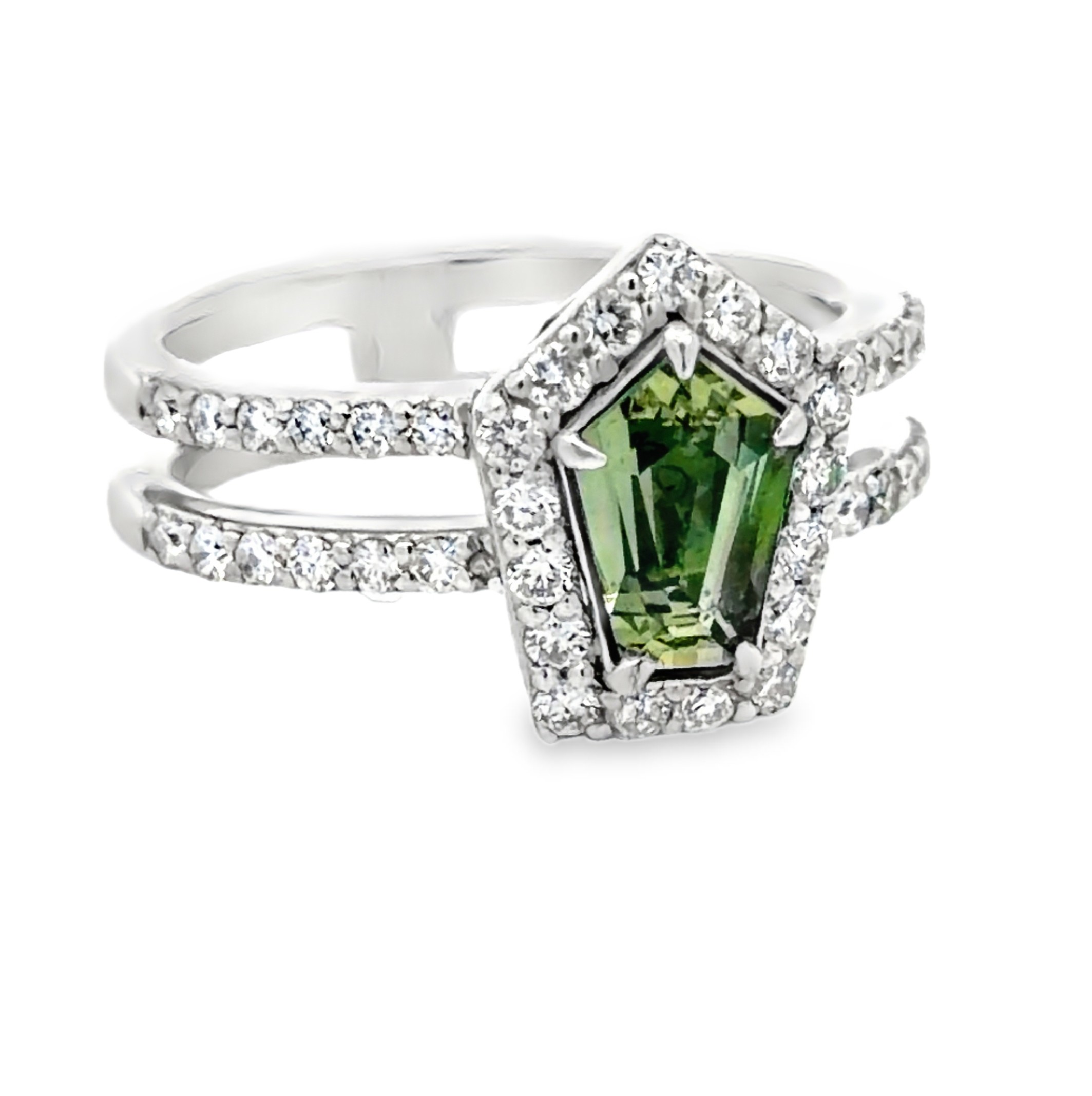 Oscar Friedman GIA Certified Unheated Sapphire & Natural Diamond Ring