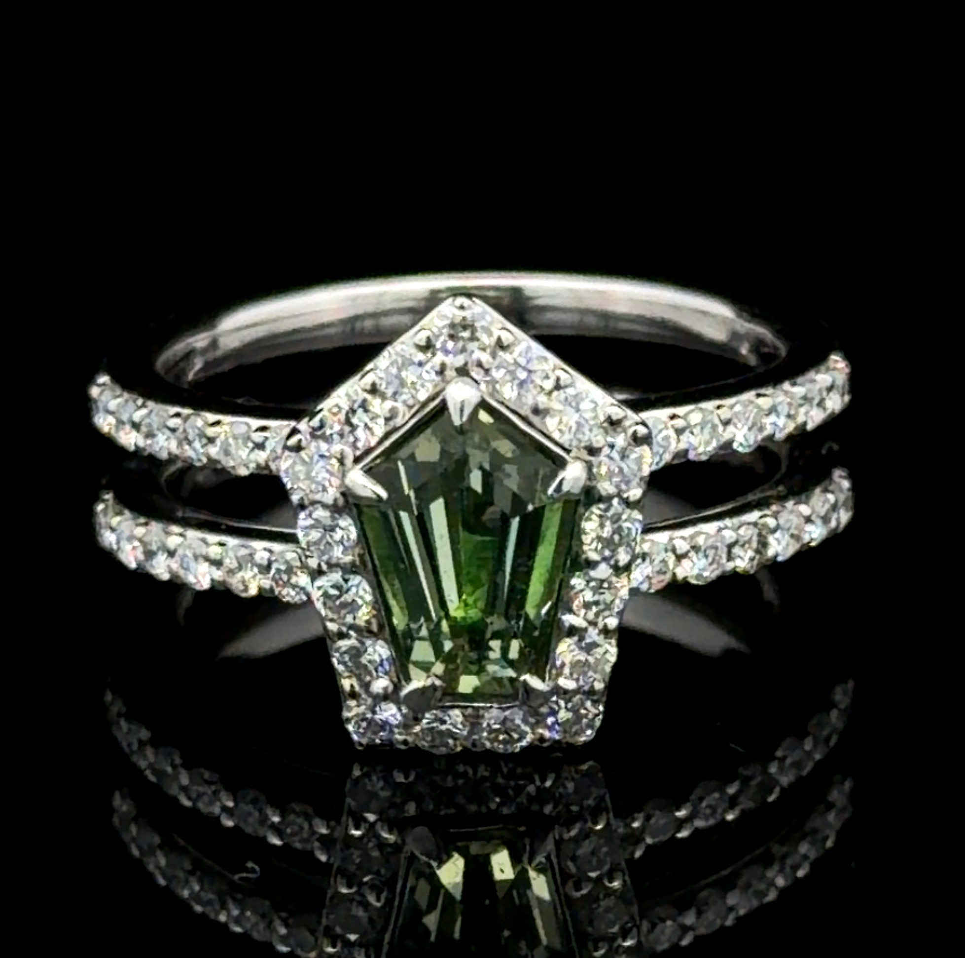 Oscar Friedman GIA Certified Unheated Sapphire & Natural Diamond Ring