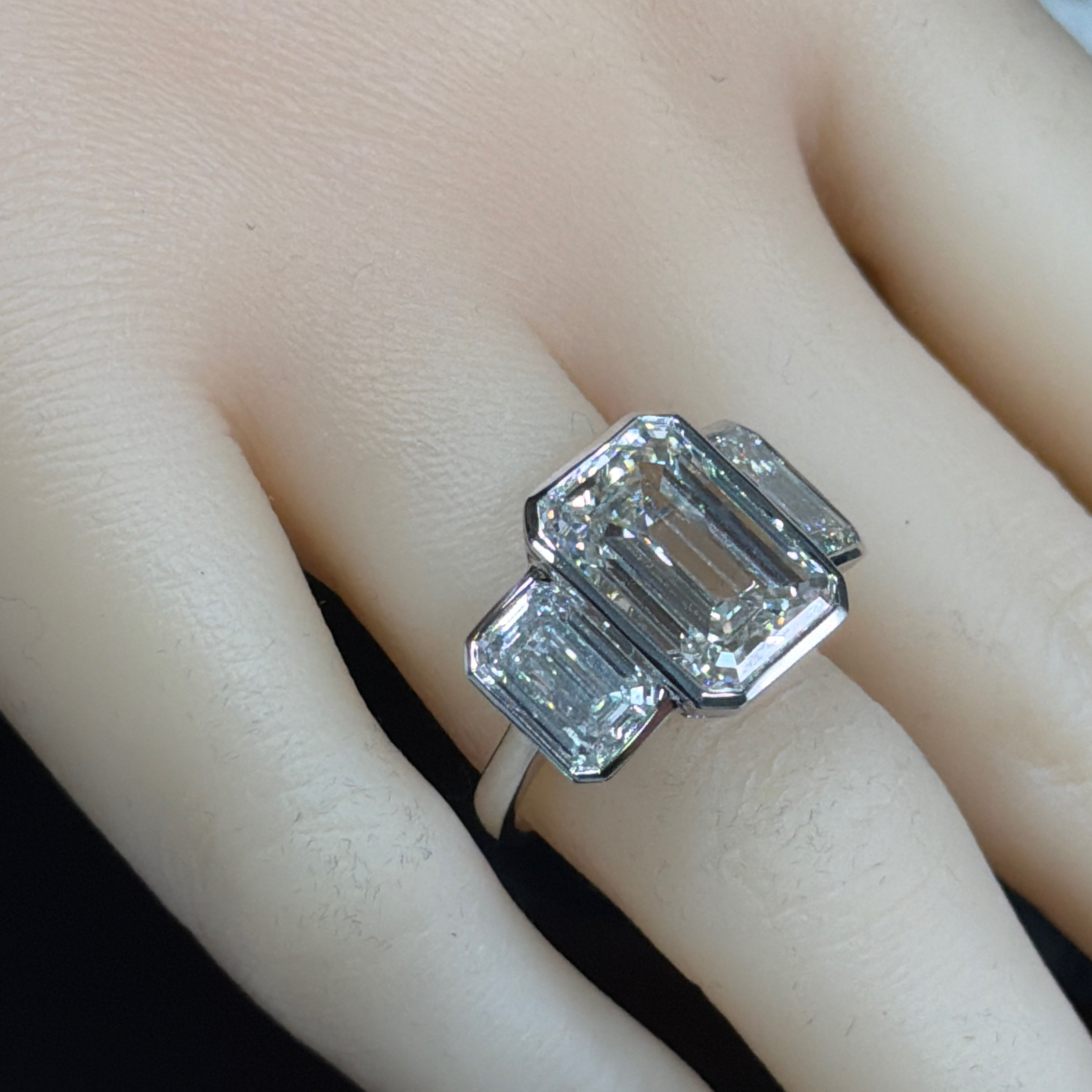 IGI Certified Oscar Friedman Three-Stone Lab Grown Diamond Ring
