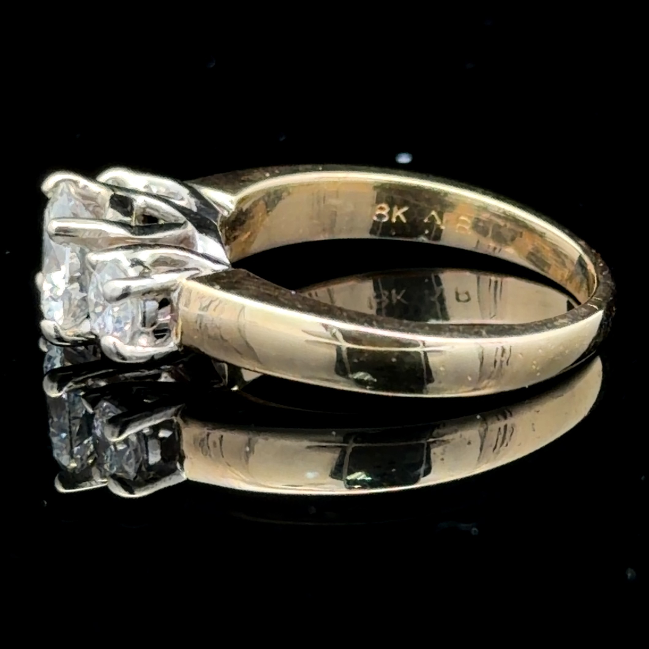 Three-Stone Round Natural Diamond Ring