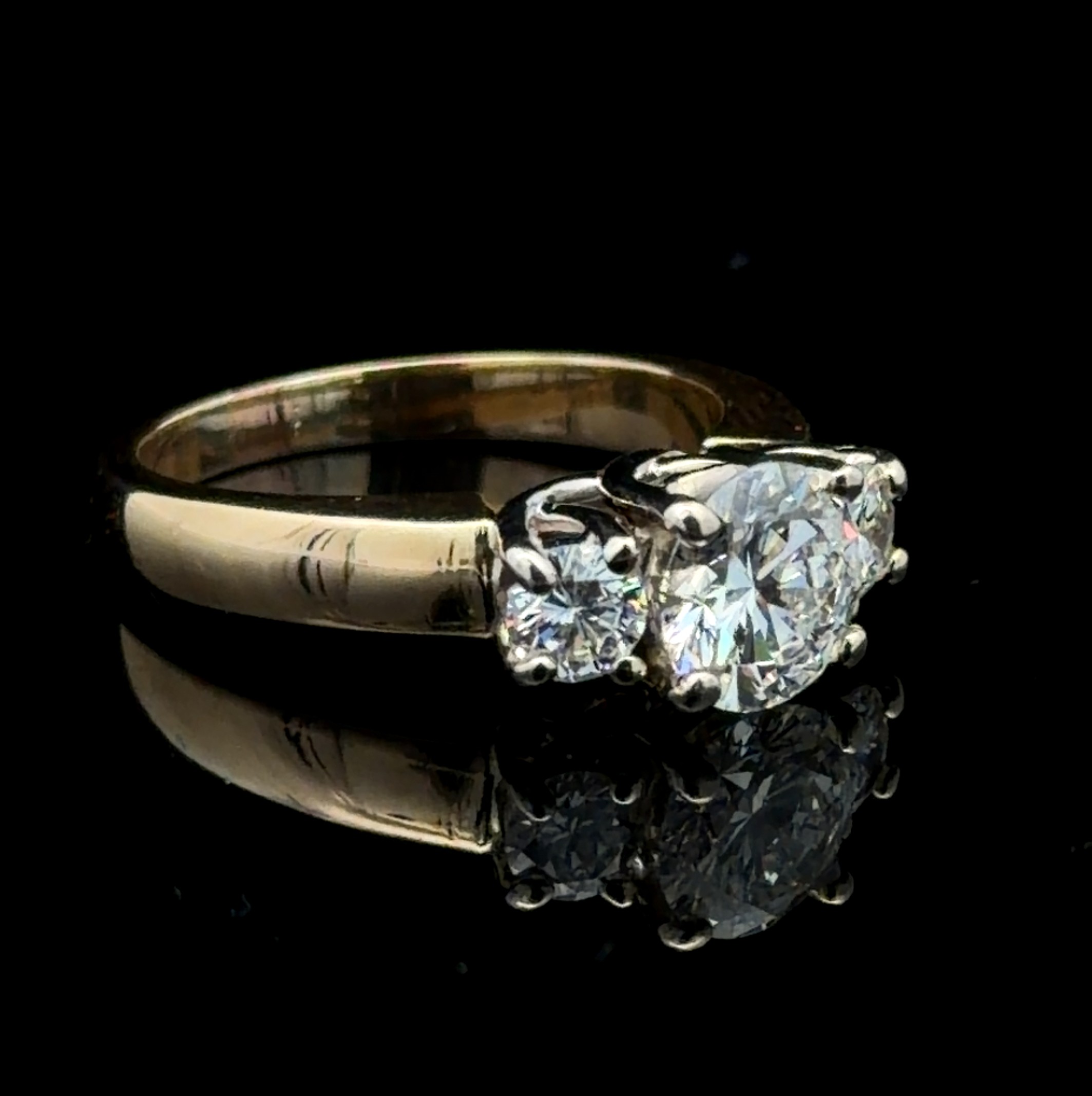Three-Stone Round Natural Diamond Ring