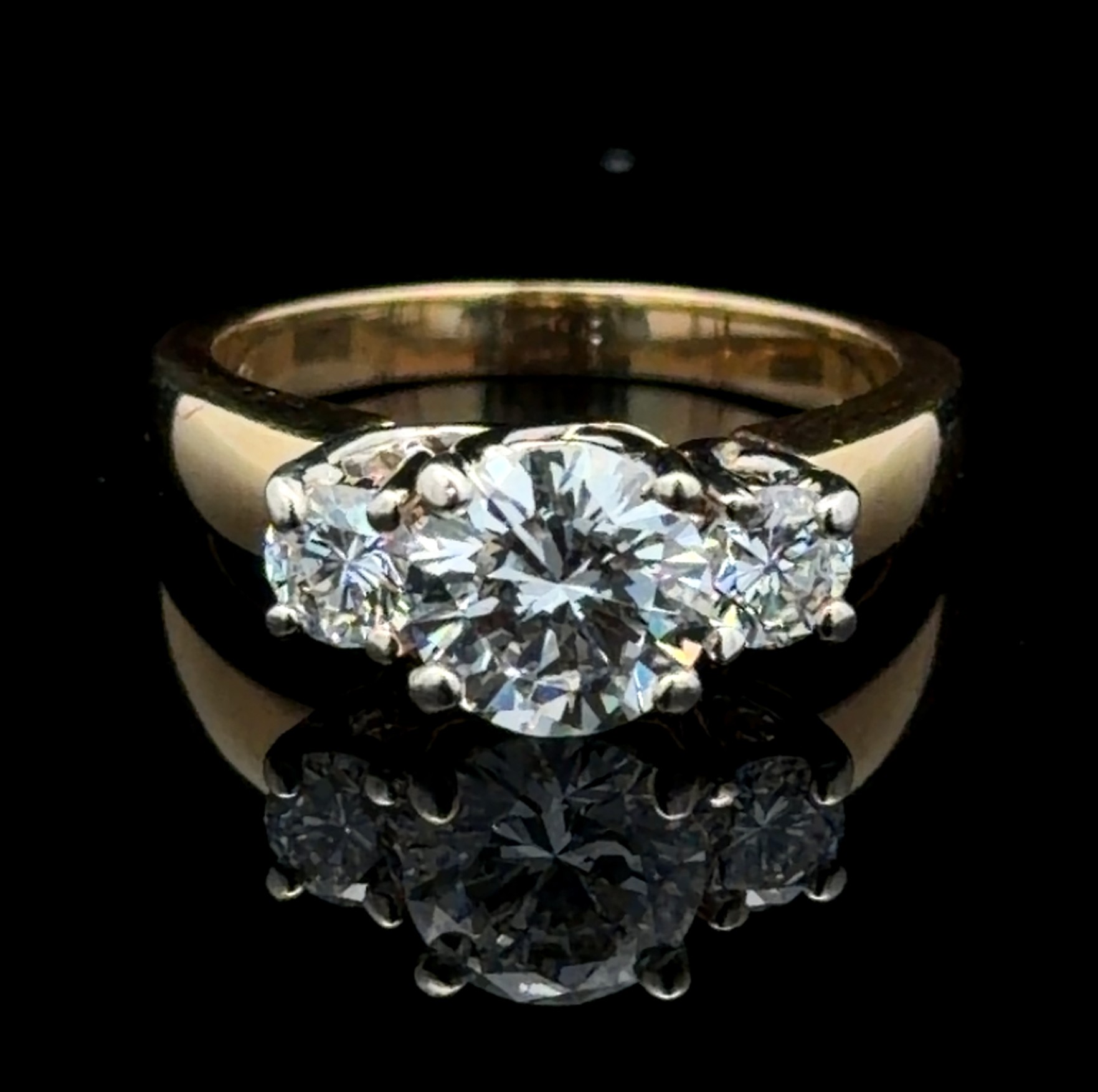 Three-Stone Round Natural Diamond Ring