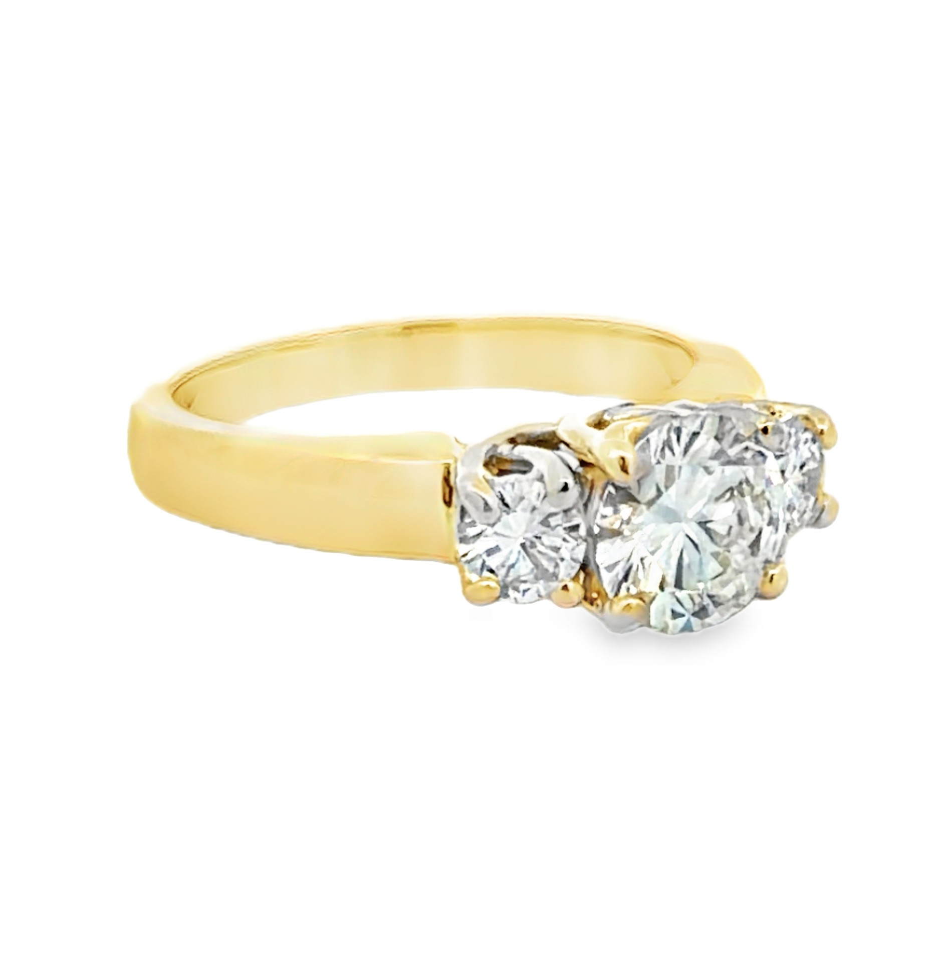 Three-Stone Round Natural Diamond Ring