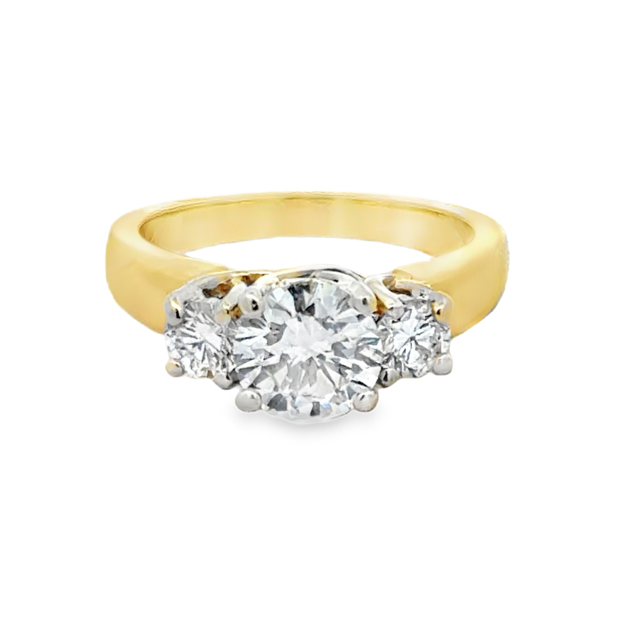 Three-Stone Round Natural Diamond Ring