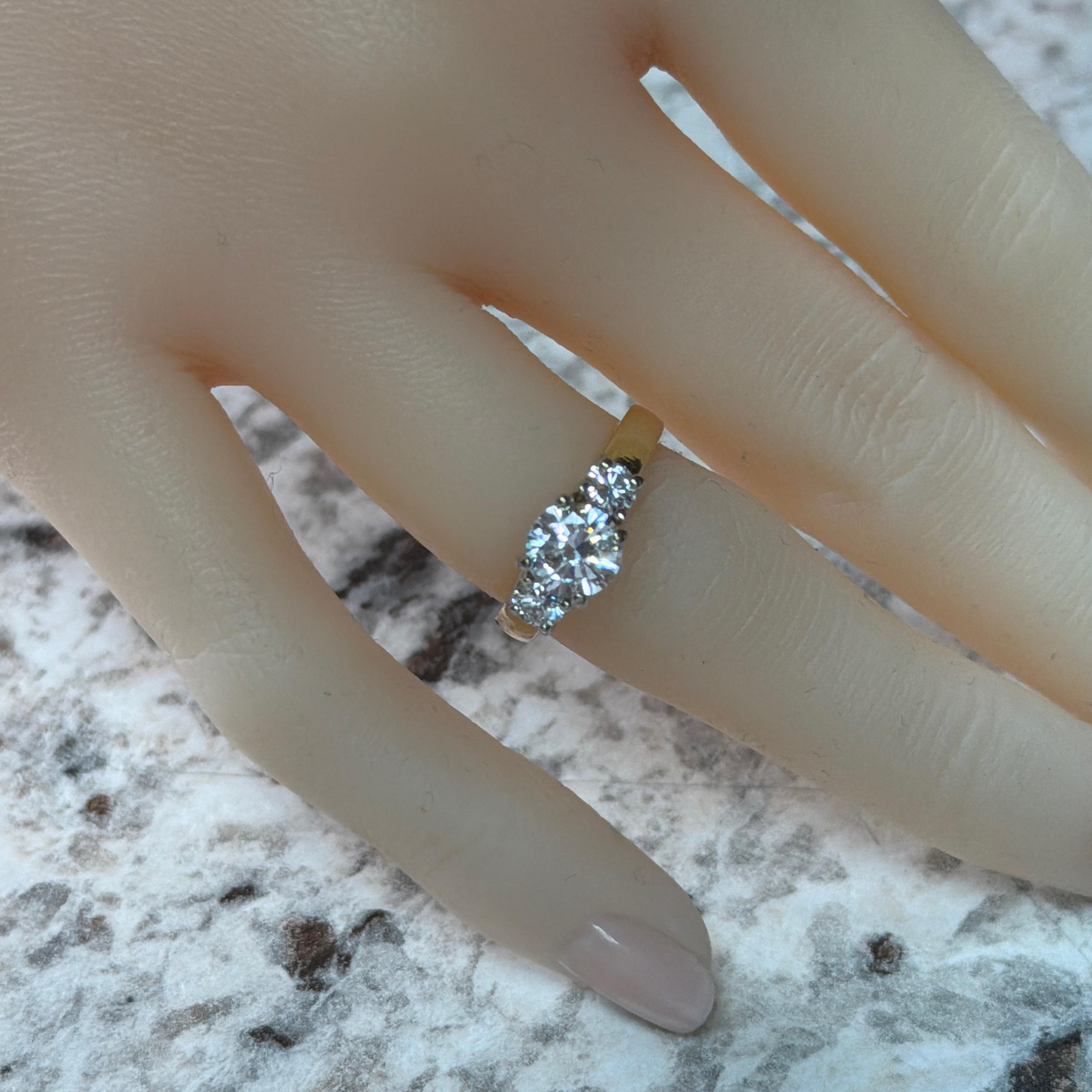 Three-Stone Round Natural Diamond Ring