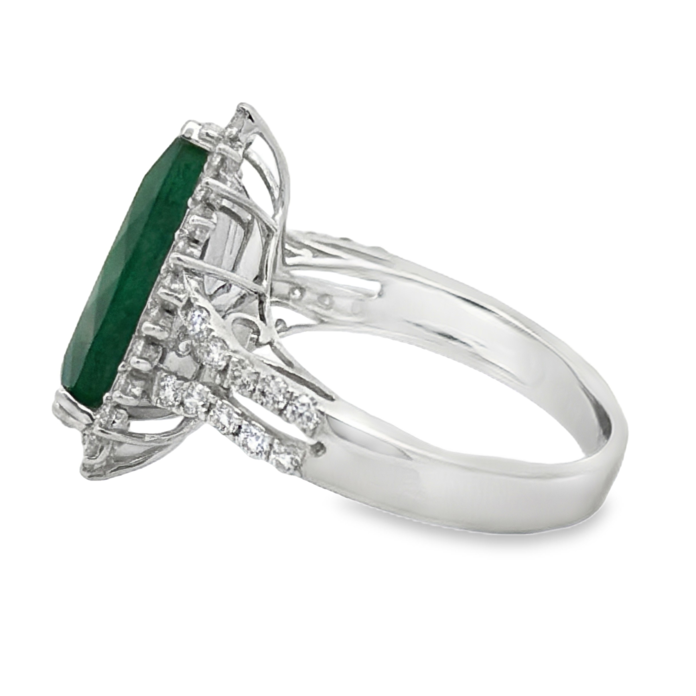 GIA Certified Untreated Emerald & Natural Diamond Ring