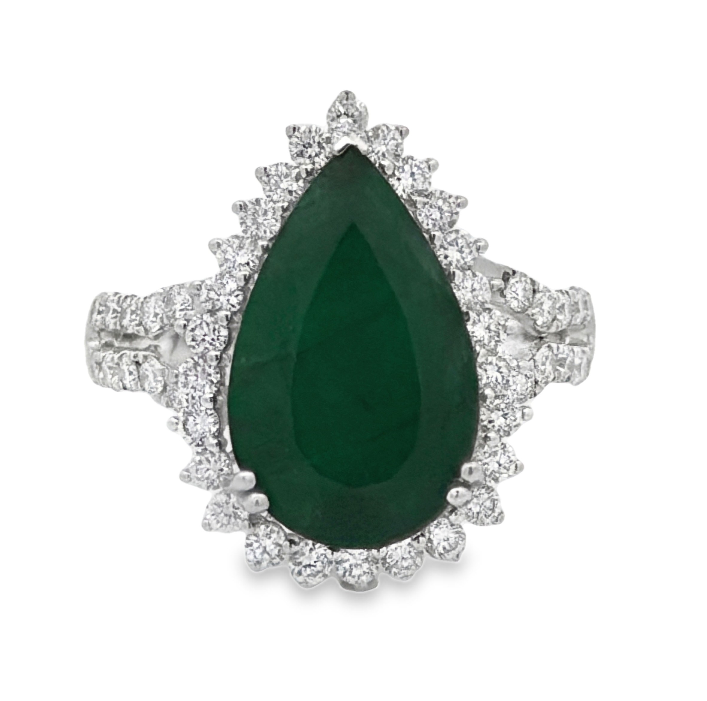 GIA Certified Untreated Emerald & Natural Diamond Ring