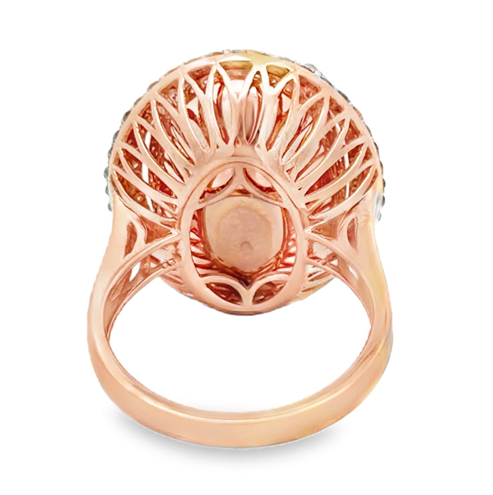 14.29 Carat Natural Morganite & Diamond Cocktail Ring