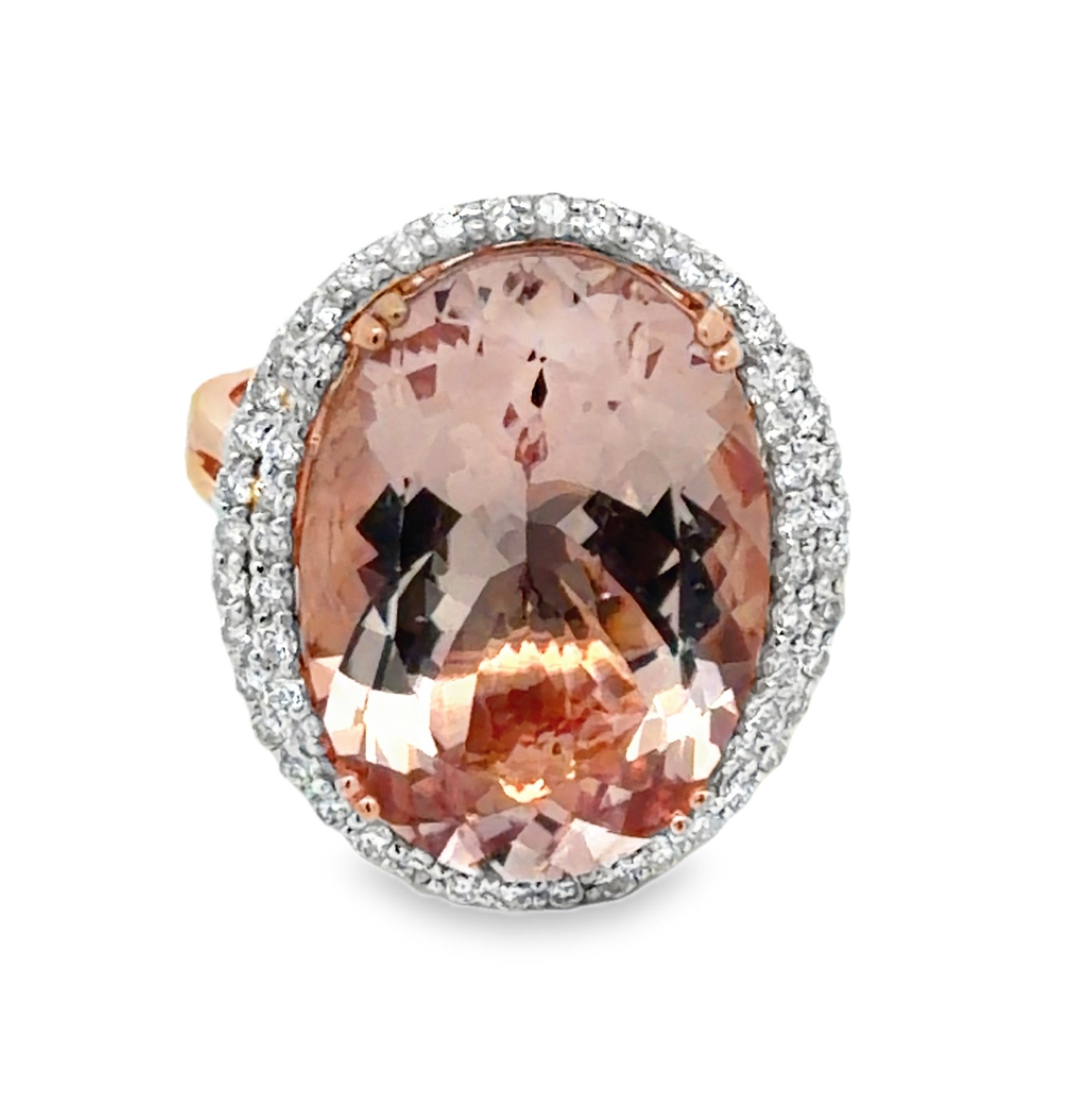 14.29 Carat Natural Morganite & Diamond Cocktail Ring