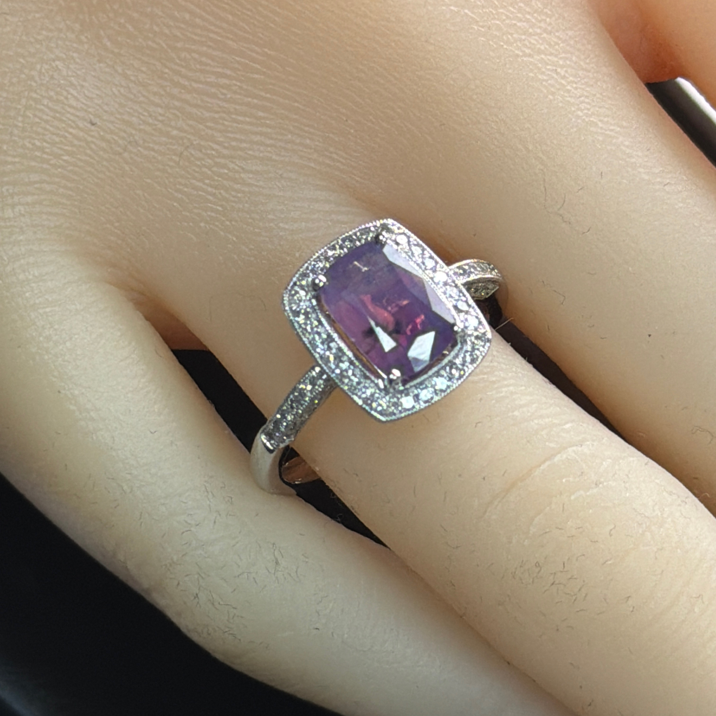 GIA Certified No Heat Kashmir Sapphire & Natural Diamond Ring by Oscar Friedman