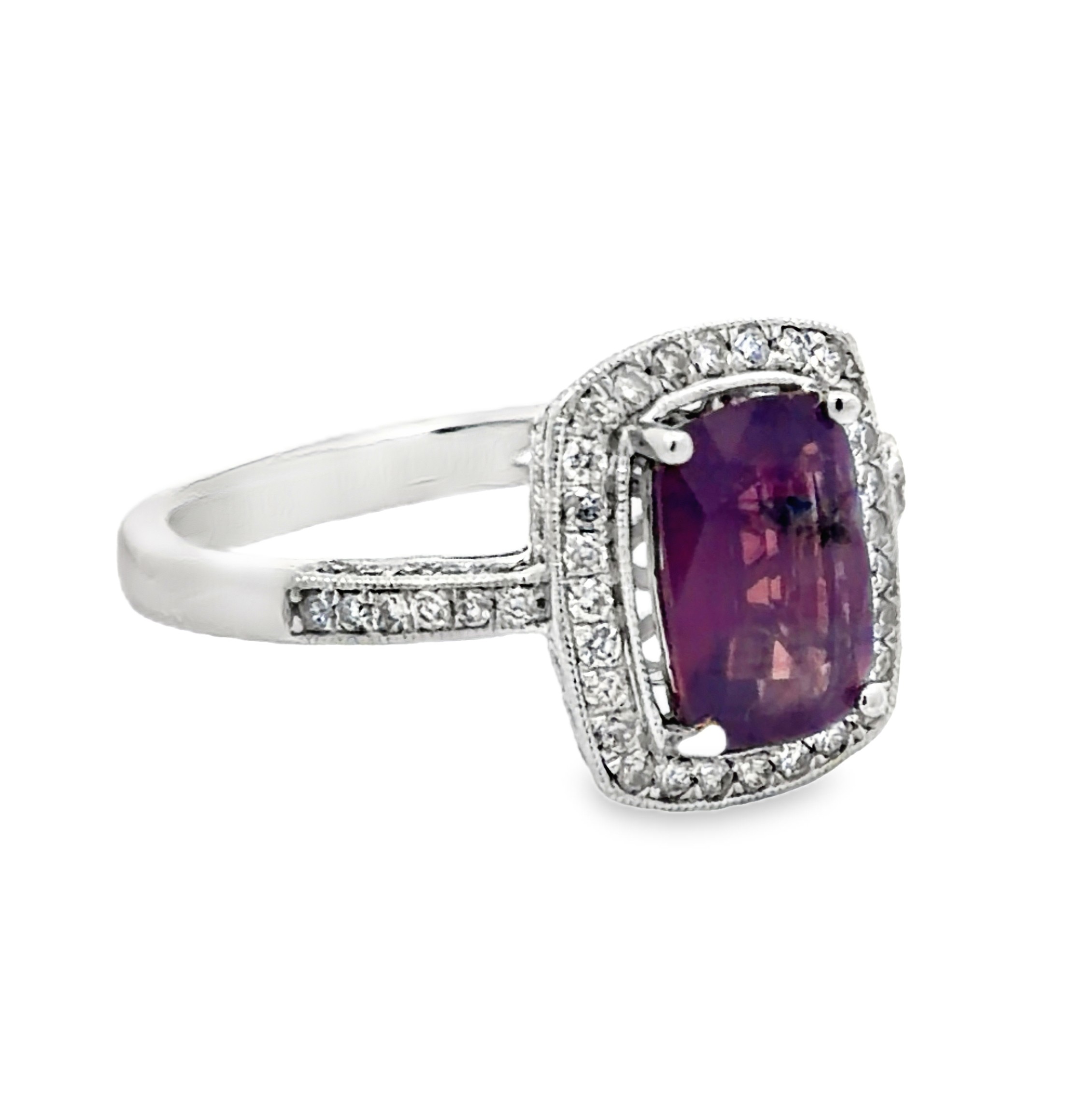 GIA Certified No Heat Kashmir Sapphire & Natural Diamond Ring by Oscar Friedman