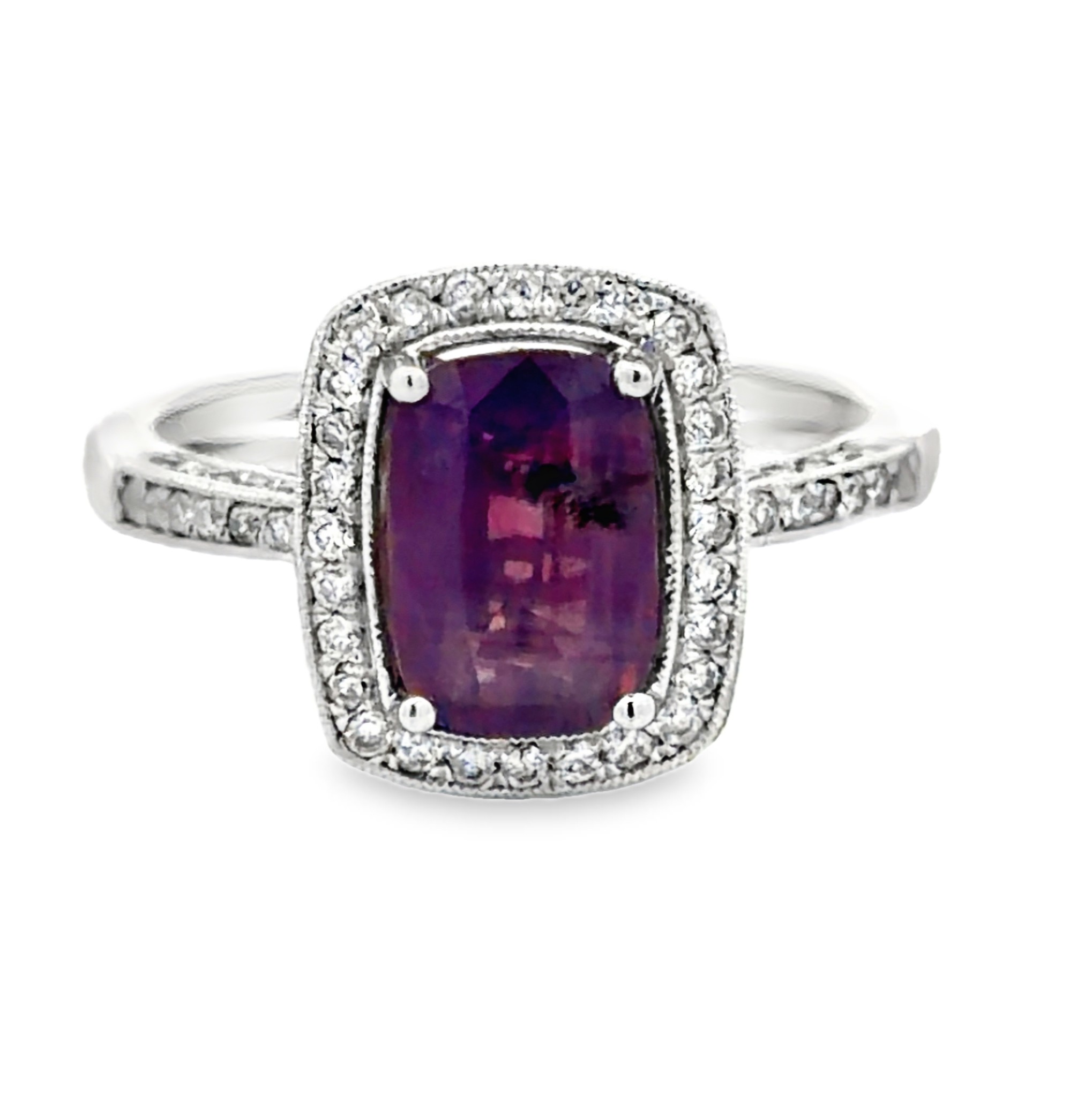 GIA Certified No Heat Kashmir Sapphire & Natural Diamond Ring by Oscar Friedman