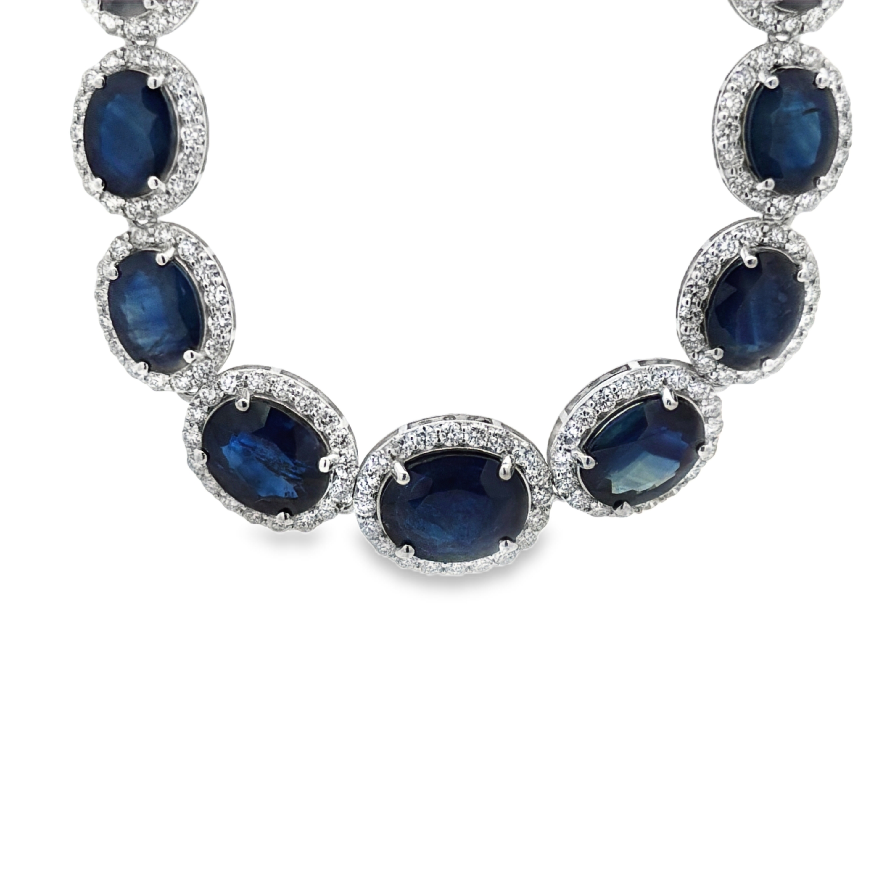 Oscar Friedman Blue Sapphire & Natural Diamond Eternity Link Necklace