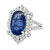 GIA Certified Sapphire & Diamond Cocktail Ring in Platinum. E7863/30-EYMY 
A striking blue oval Image - 3