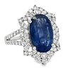 GIA Certified Sapphire & Diamond Cocktail Ring in Platinum. E7863/30-EYMY 
A striking blue oval Image - 1