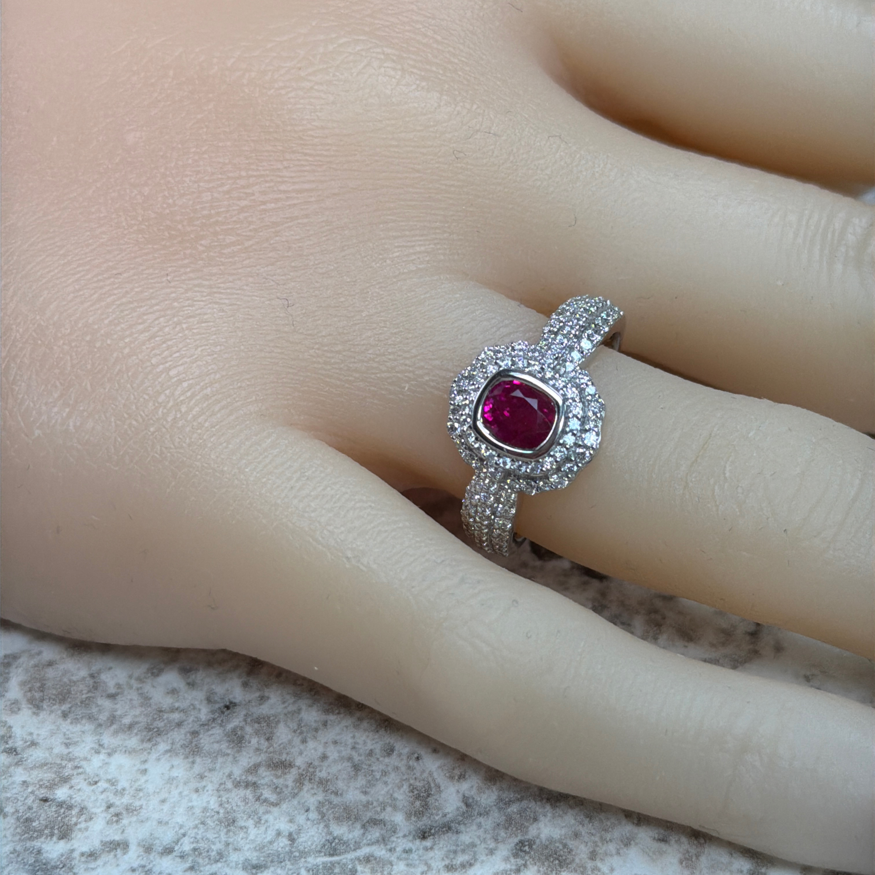 GIA Certified Burmese Ruby & Natural Diamond Cocktail Ring