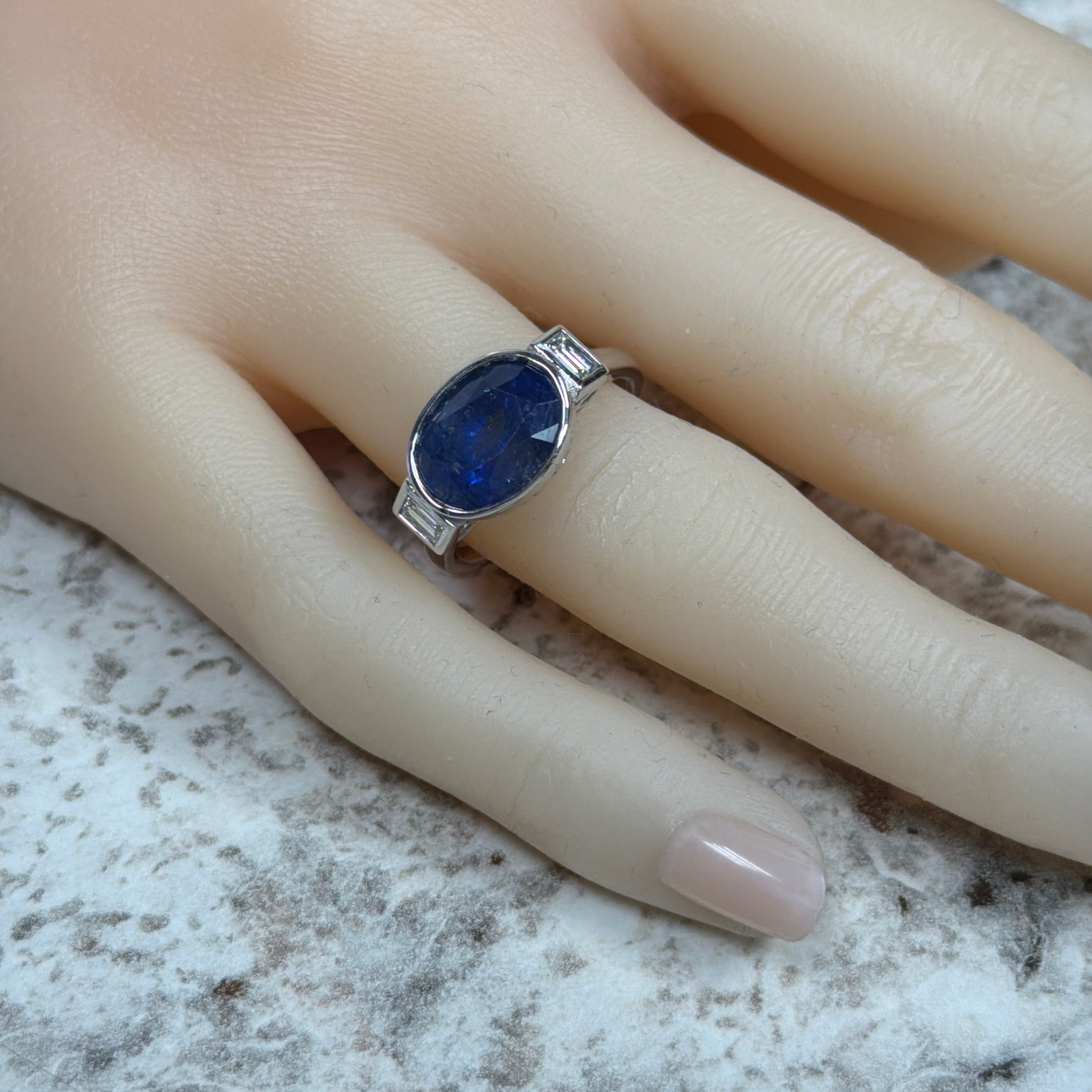 GIA Certified Ceylon Sapphire & Natural Diamond Ring by Oscar Friedman