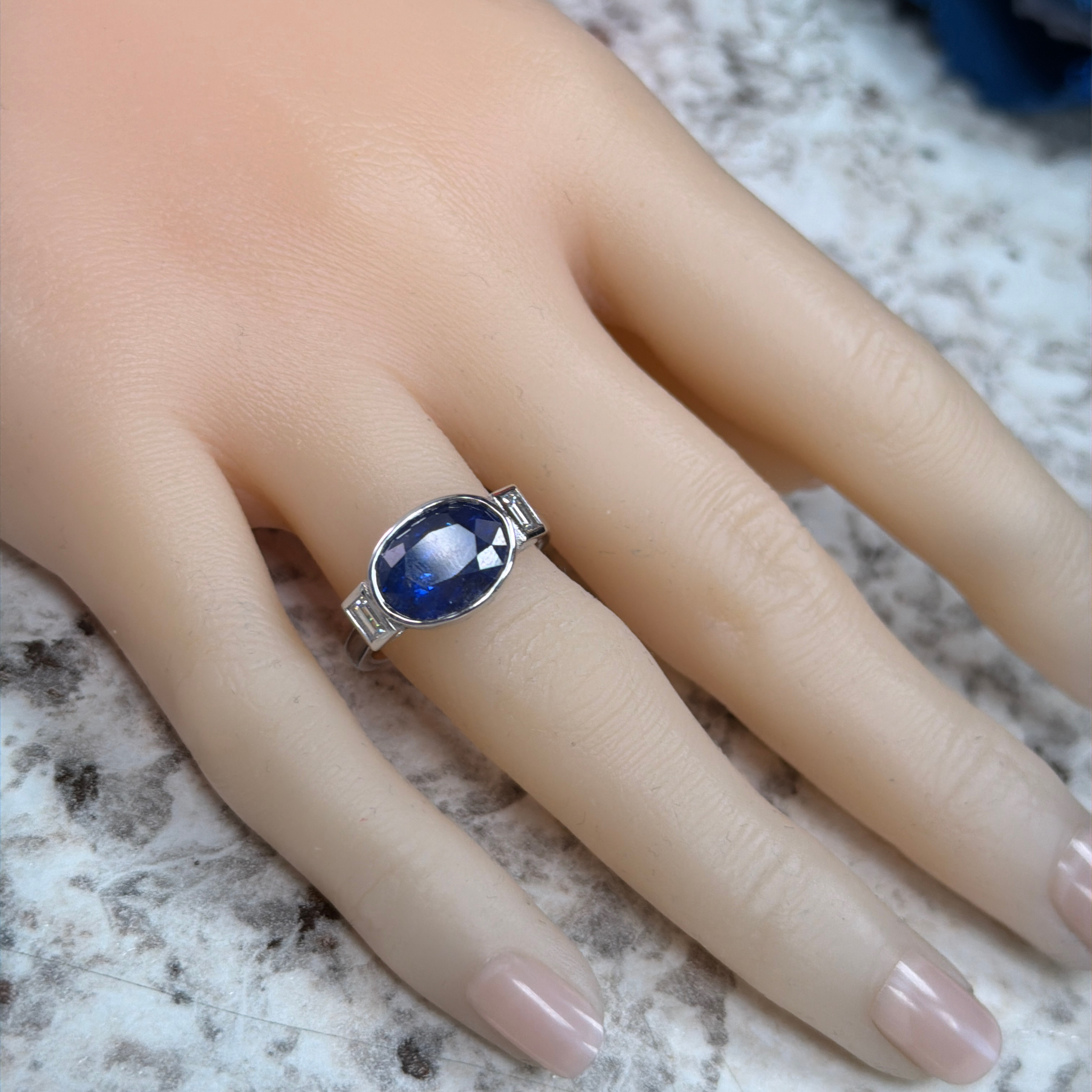 GIA Certified Ceylon Sapphire & Natural Diamond Ring by Oscar Friedman
