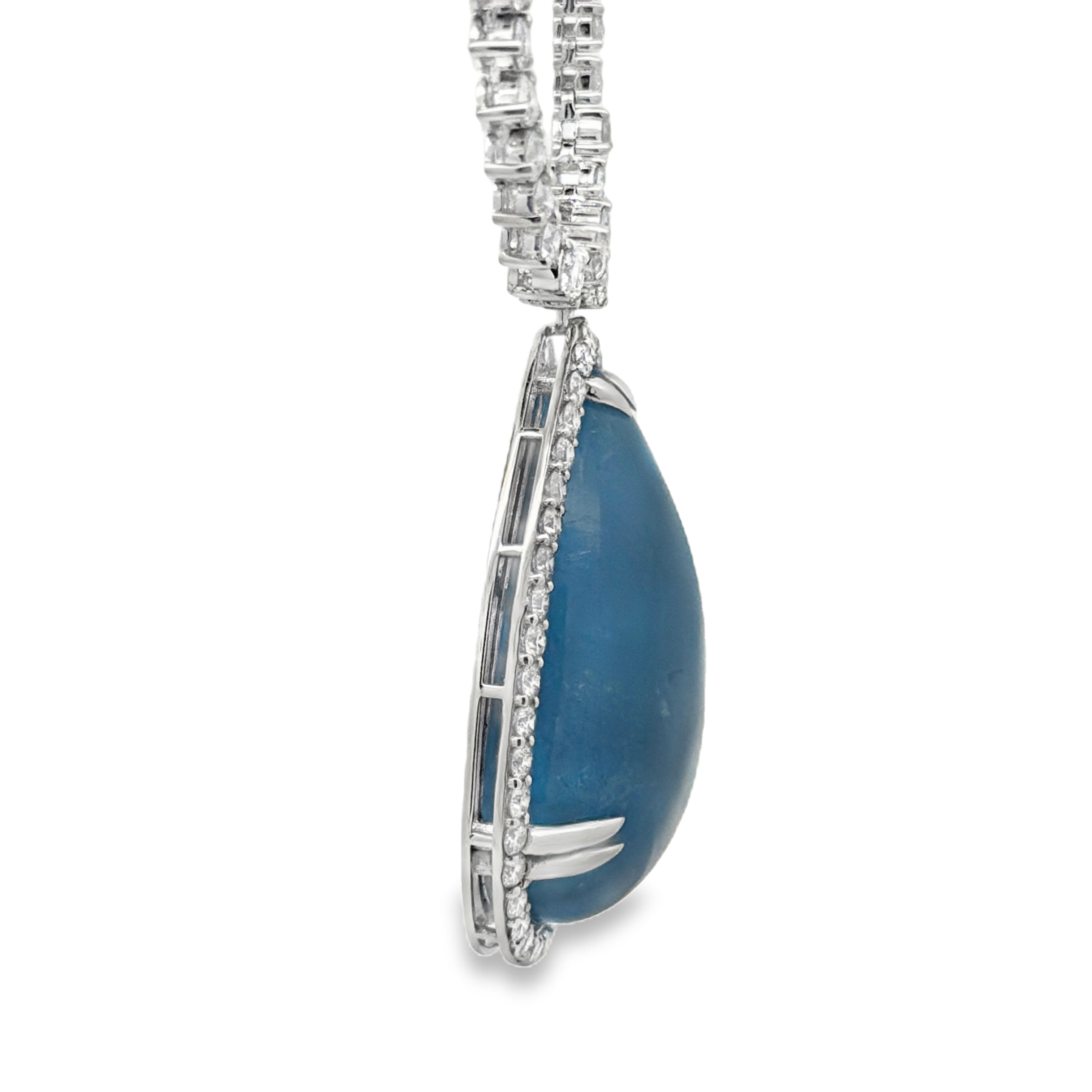 GIA Certified Aquamarine & Natural Diamond Tennis Necklace by Oscar Friedman