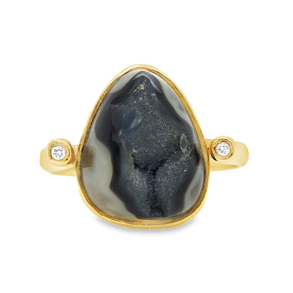 Artisan Druzy Agate & Diamond Ring